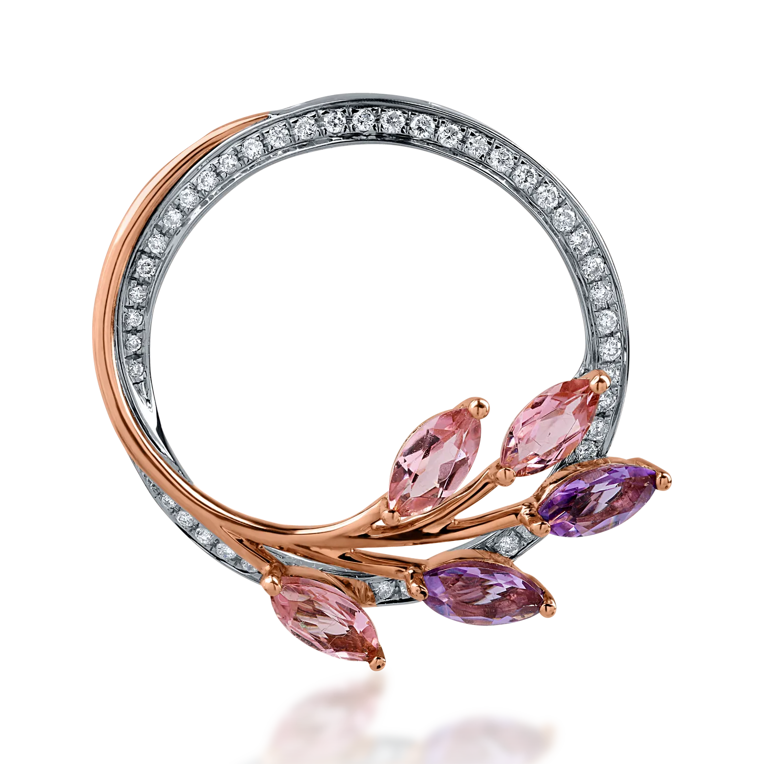 White-rose gold pendant with 1.53ct precious and semi-precious stones