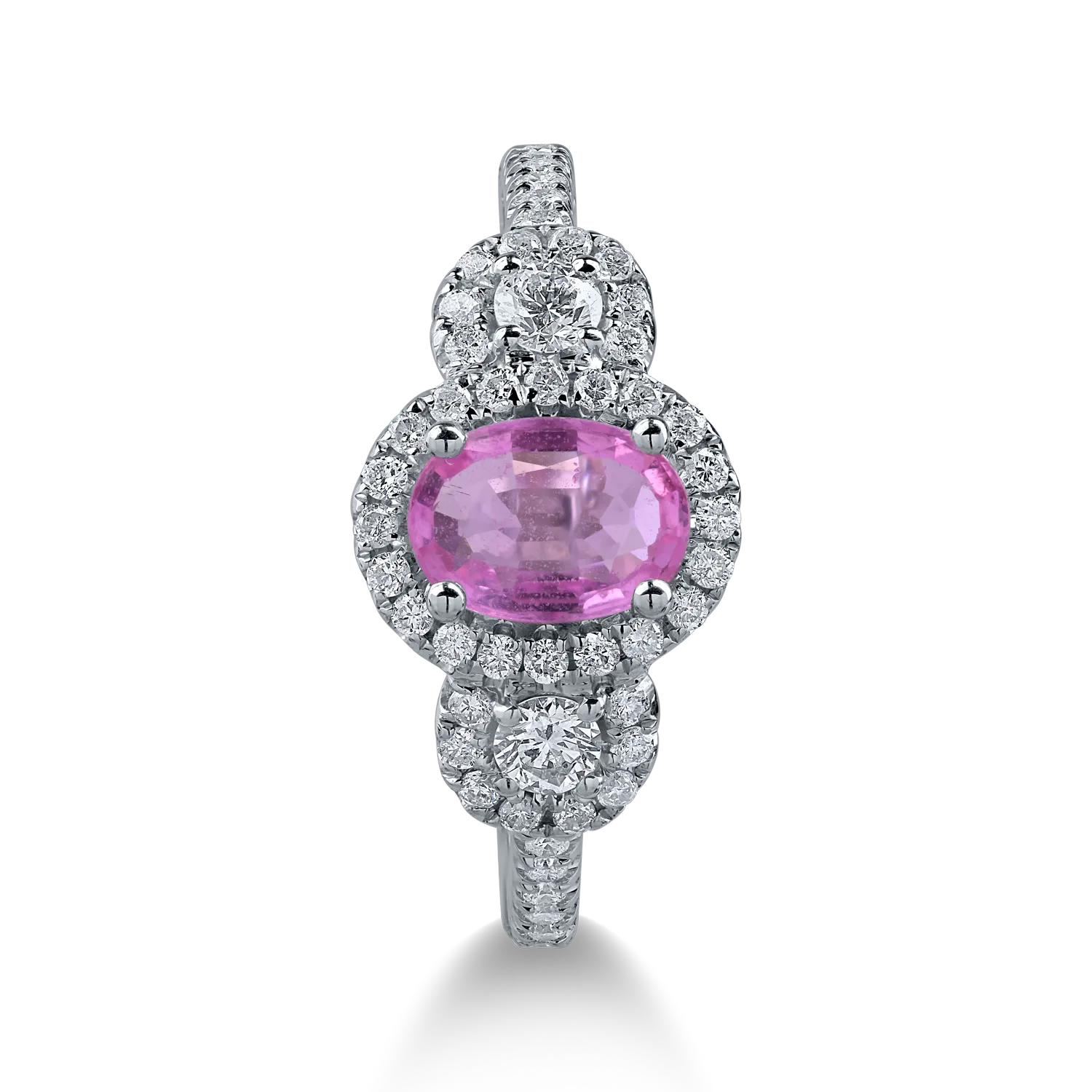 White gold ring with 0.99ct pink sapphire and 0.51ct diamonds