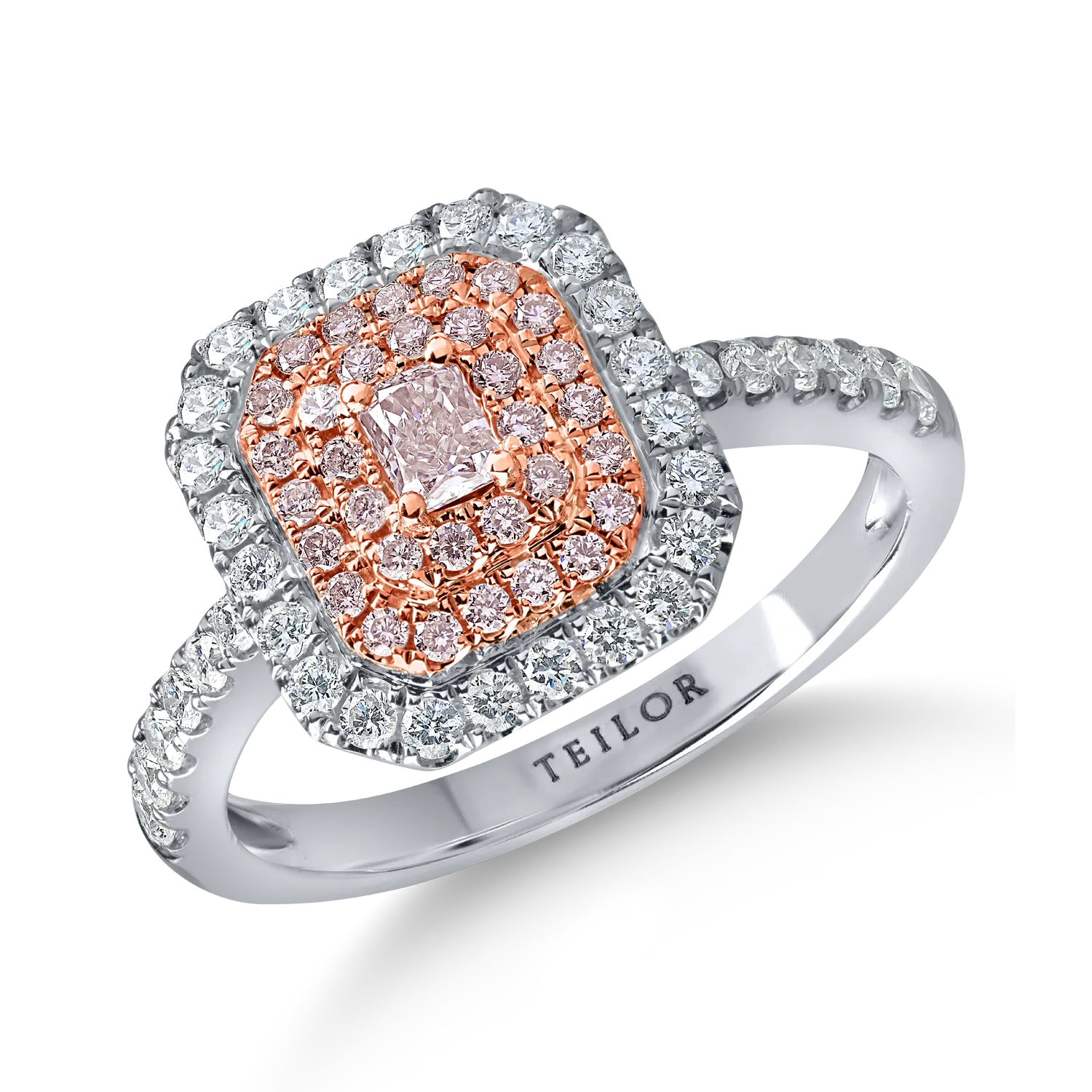Inel din aur alb-roz cu diamante roz de 0.3ct si diamante incolore de 0.49ct-179107