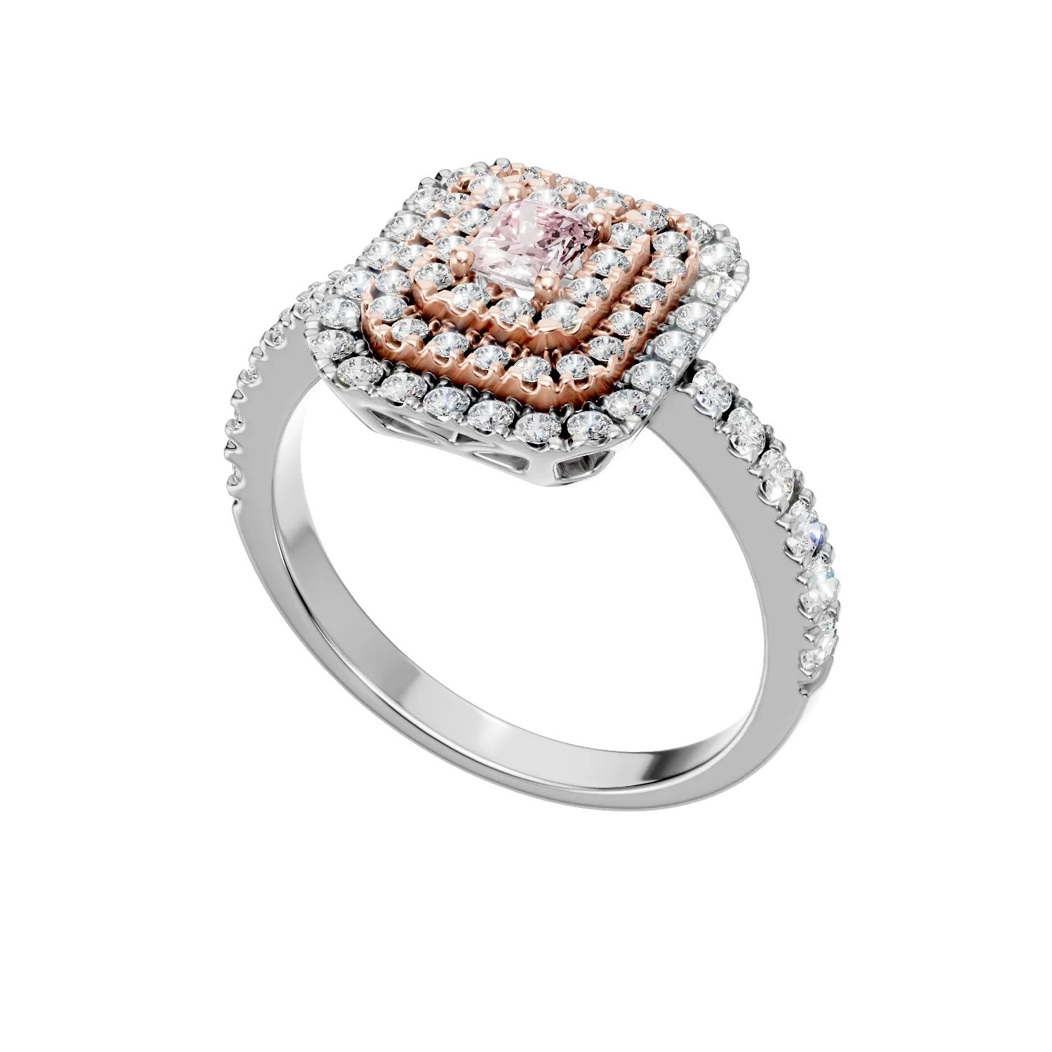 White-rose gold ring with 0.3ct pink diamonds and 0.4ct clear diamonds