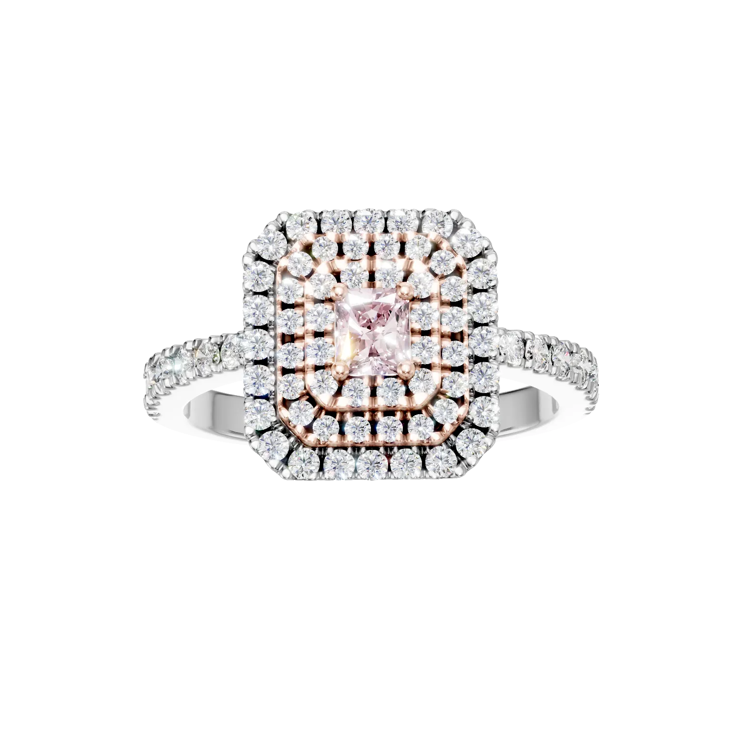 White-rose gold ring with 0.3ct pink diamonds and 0.4ct clear diamonds