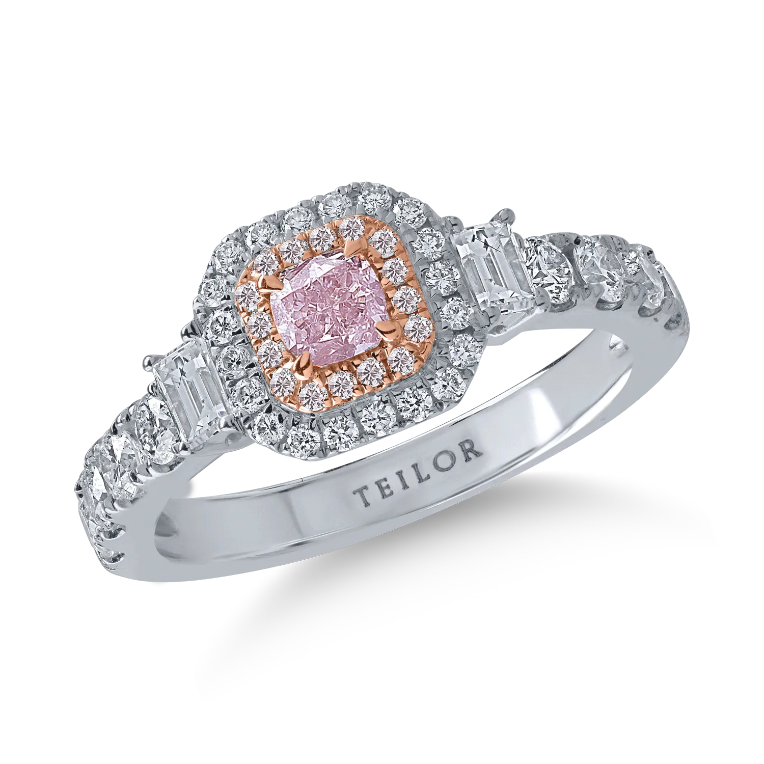 Inel din aur alb-roz cu diamante roz 0.35ct si diamante incolore de 0.81ct-166999