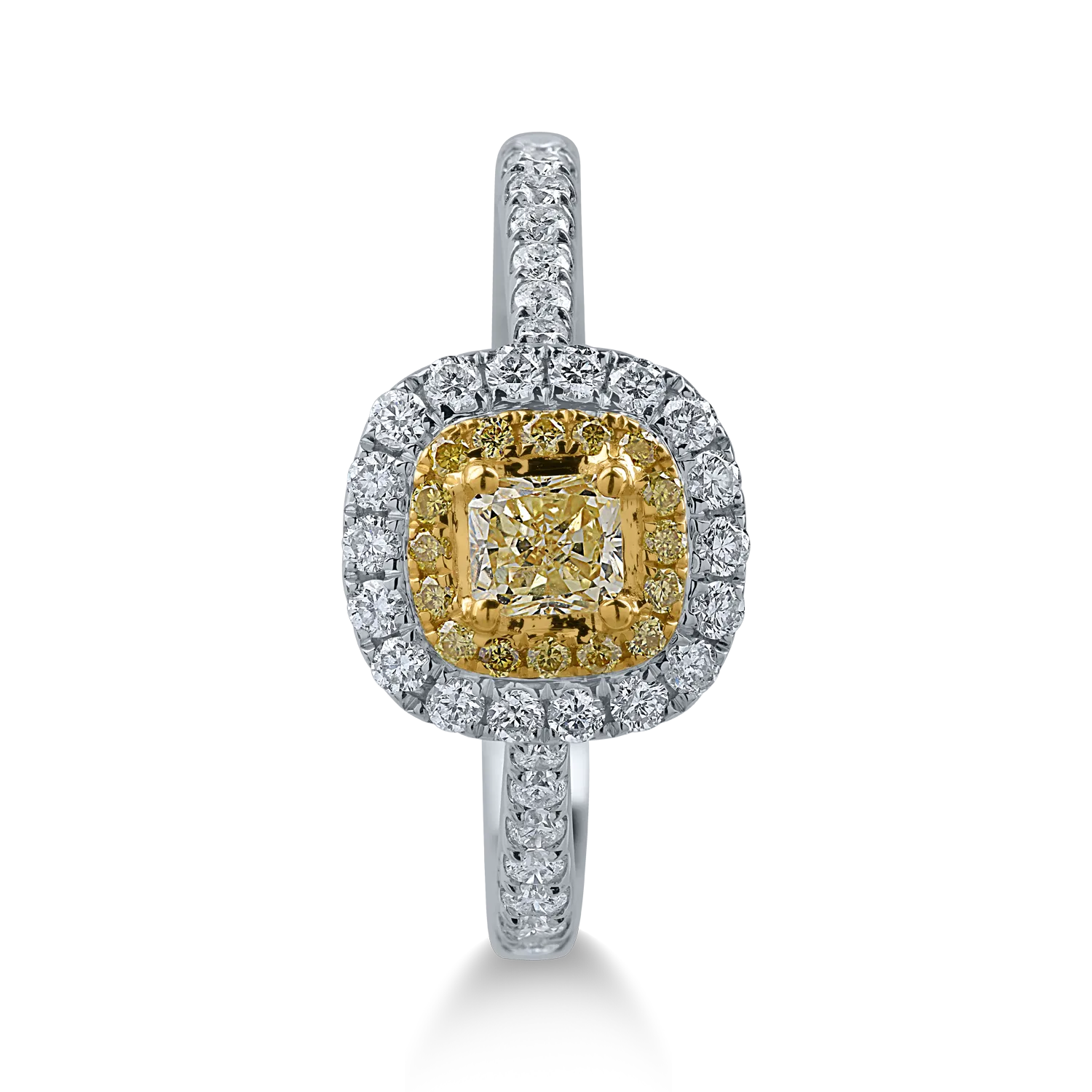 White-yellow gold ring with 0.41ct yellow diamonds and 0.46ct clear diamonds