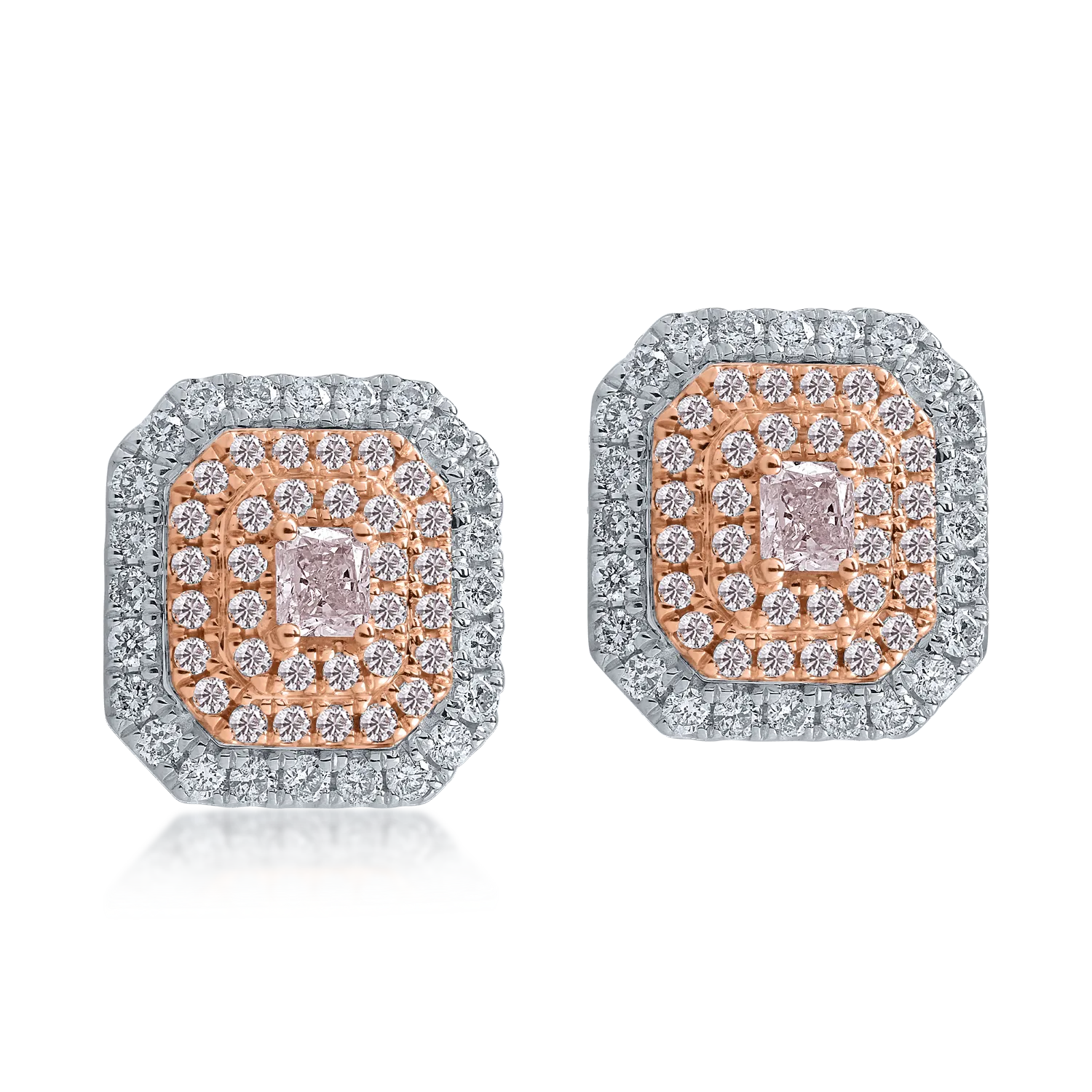Cercei din aur alb-roz cu diamante roz de 0.62ct si diamante incolore de 0.53ct-166992