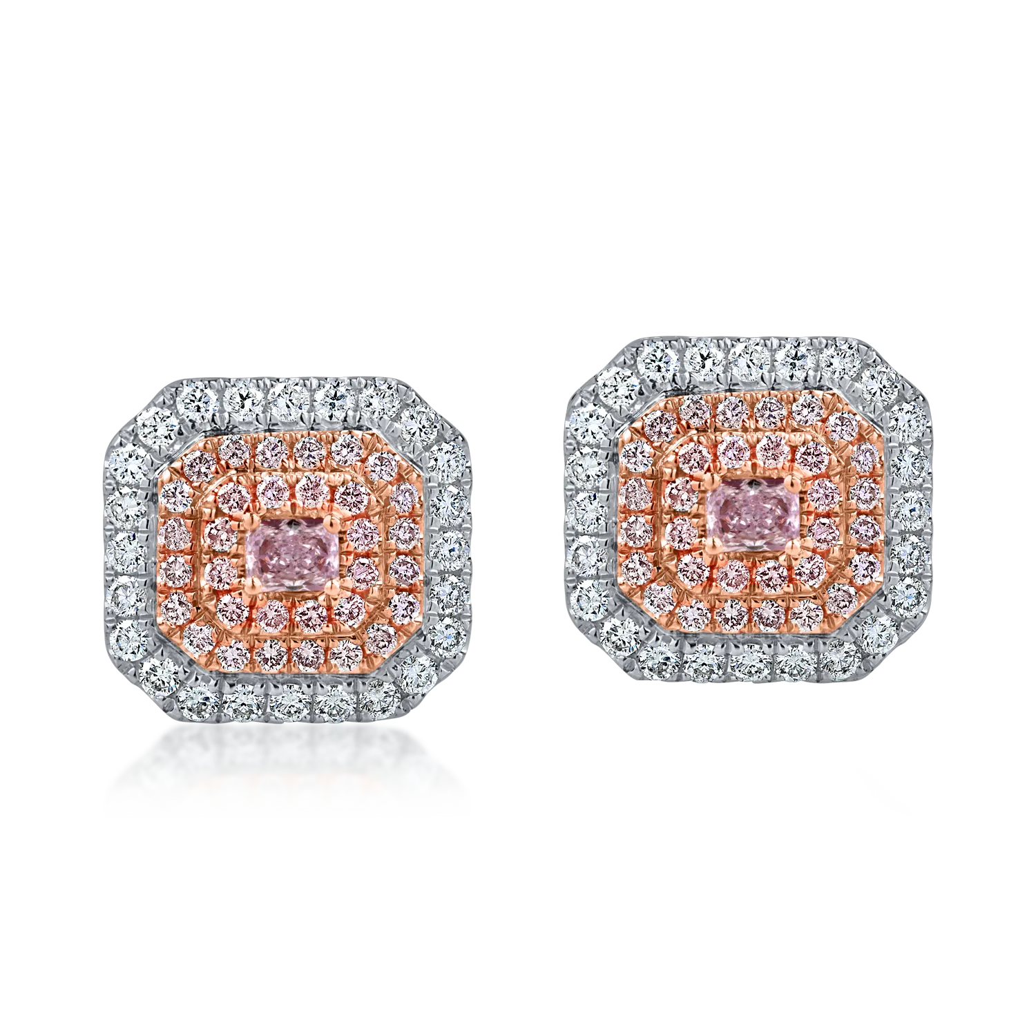 White-rose gold earrings with 0.62ct pink diamonds and 0.53ct clear diamonds-166992