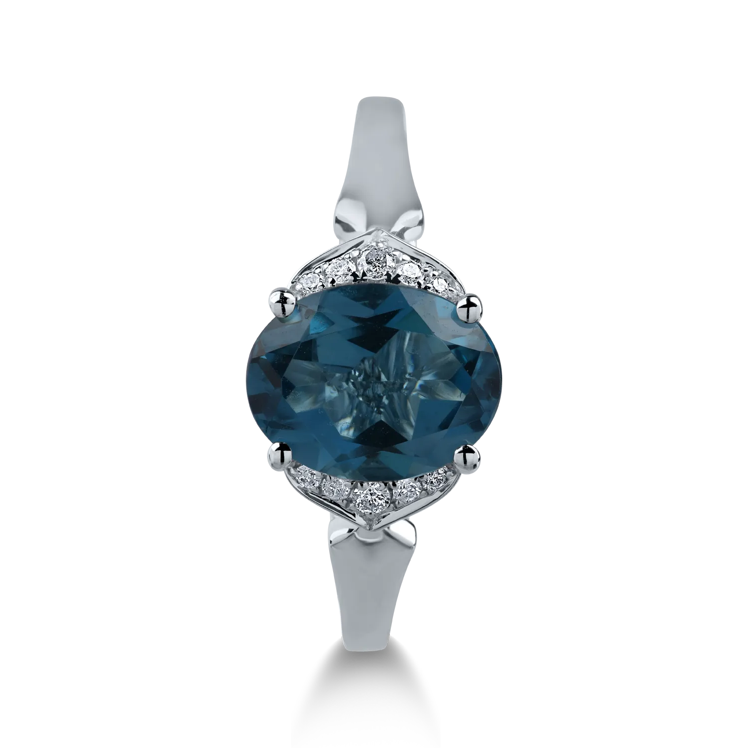 White gold ring with 2.19ct london blue topaz and 0.05ct diamonds