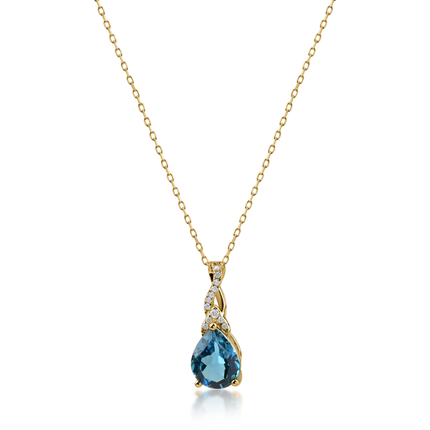 Yellow gold pendant necklace with 1.95ct topaz and 0.05ct diamonds