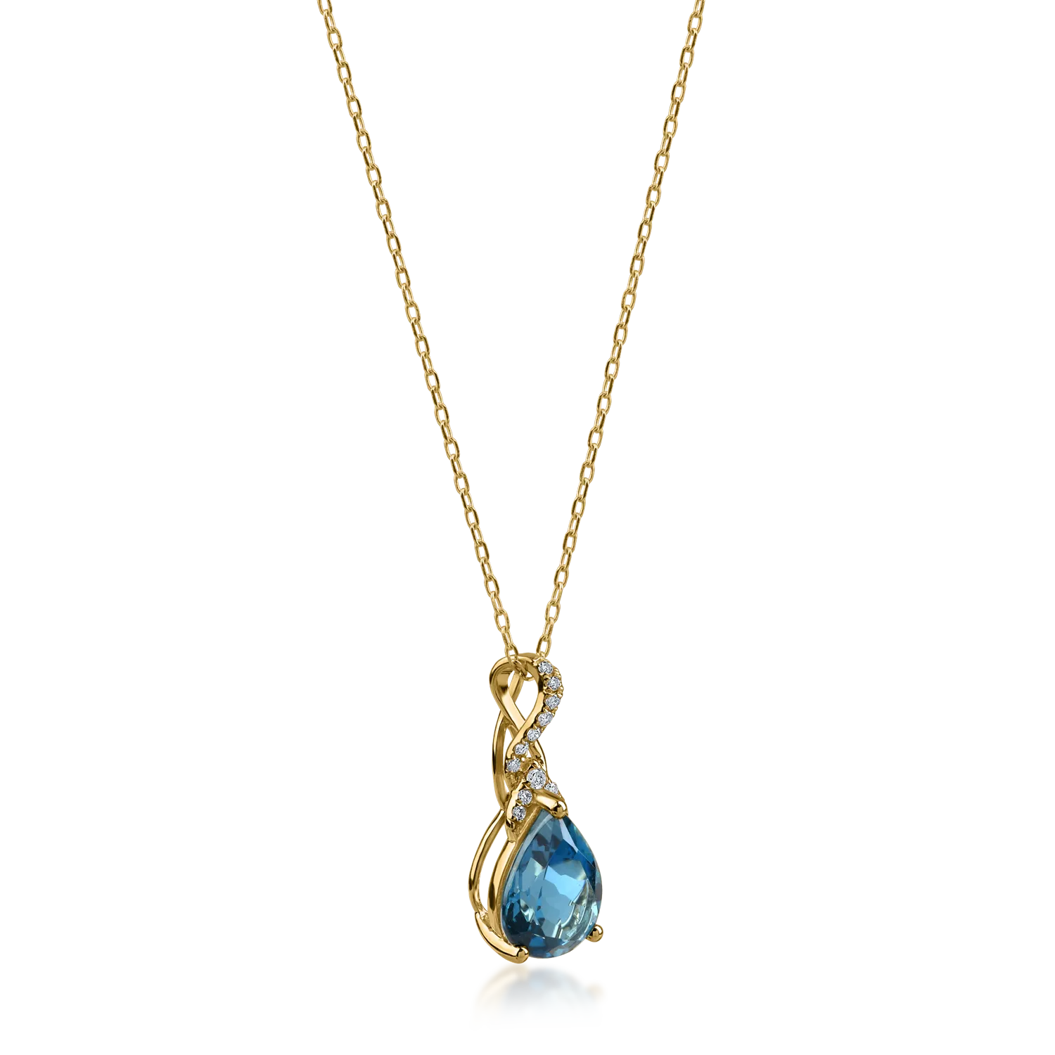 Yellow gold pendant necklace with 1.95ct topaz and 0.05ct diamonds