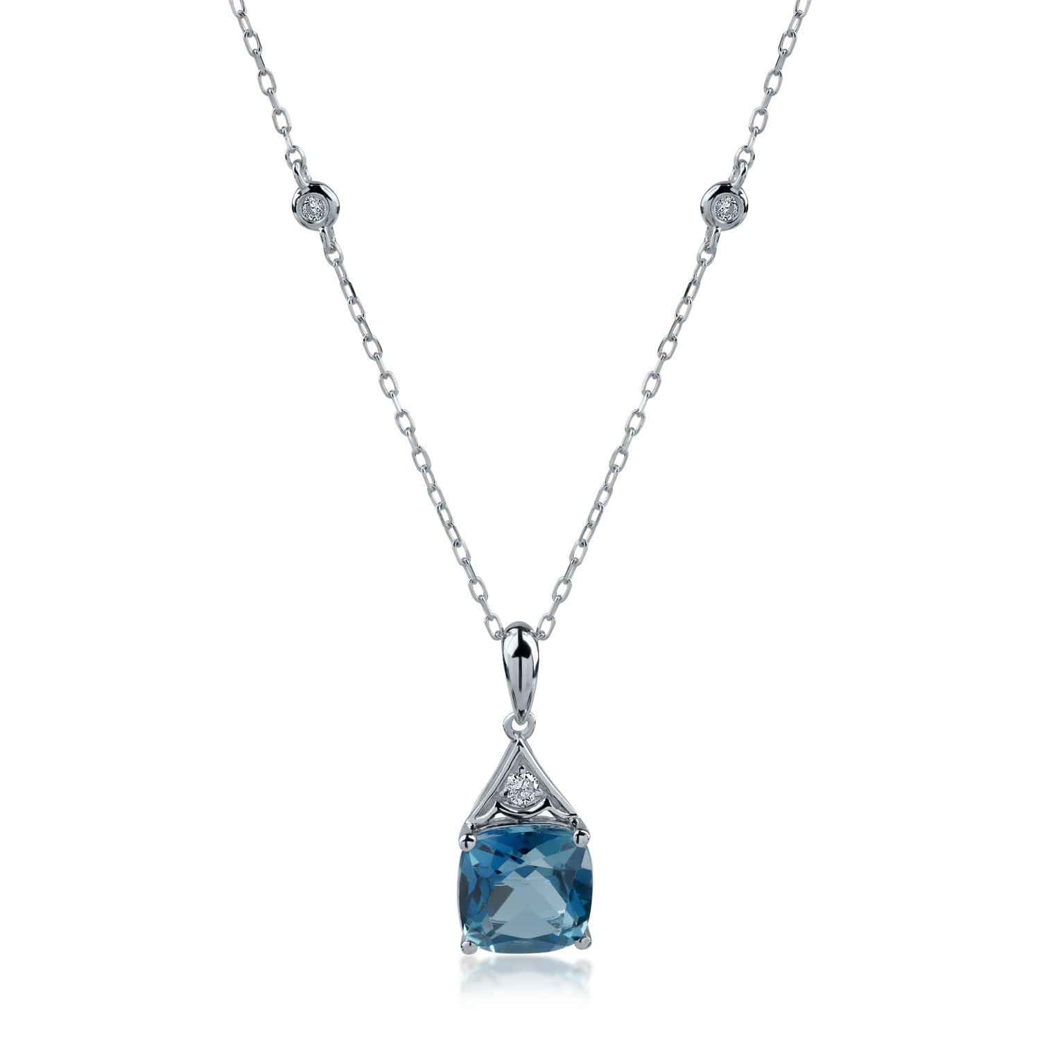 White gold pendant necklace with 1.85ct topaz and 0.04ct diamonds