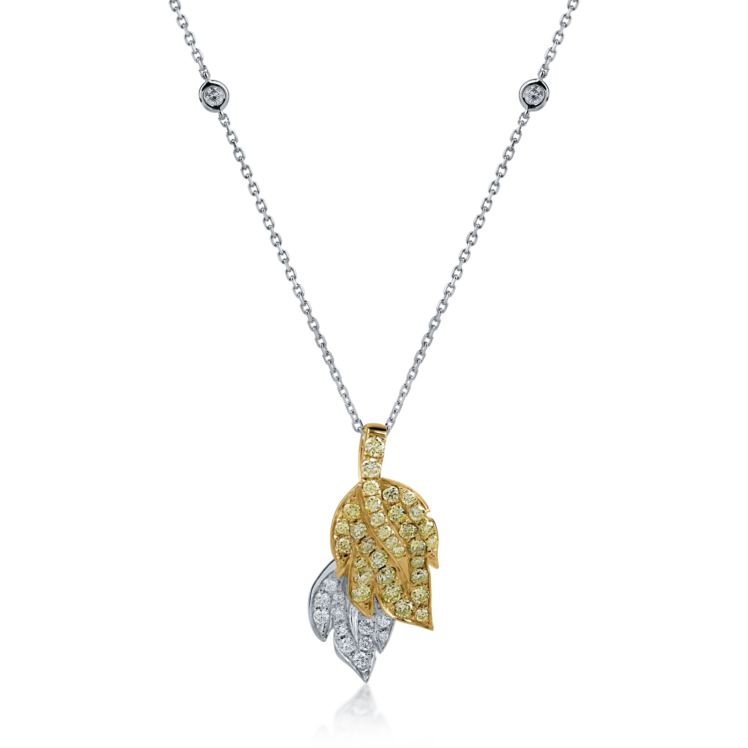 White-yellow gold pendant necklace with 0.82ct diamonds