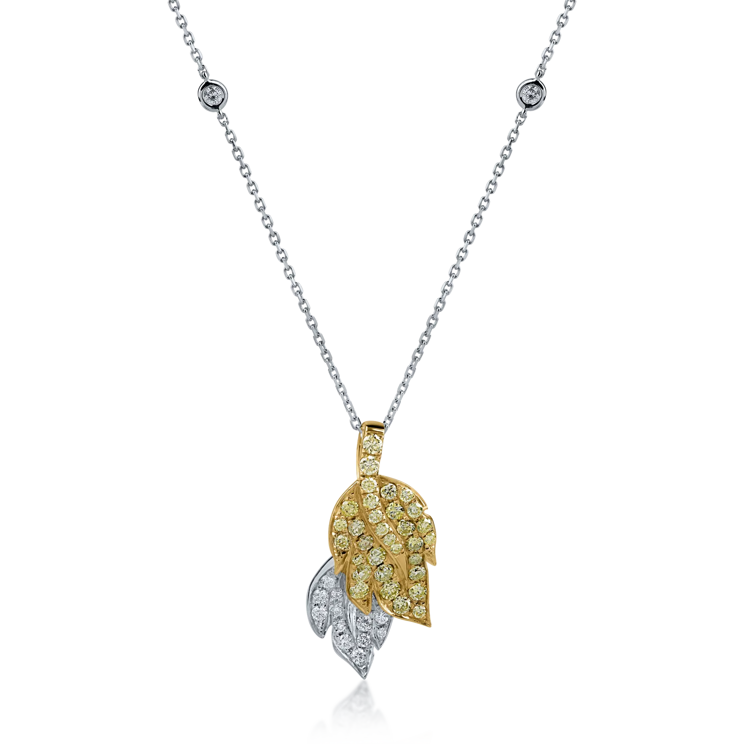 Teilor Lant cu pandantiv din aur alb-galben cu diamante de 0.82ct