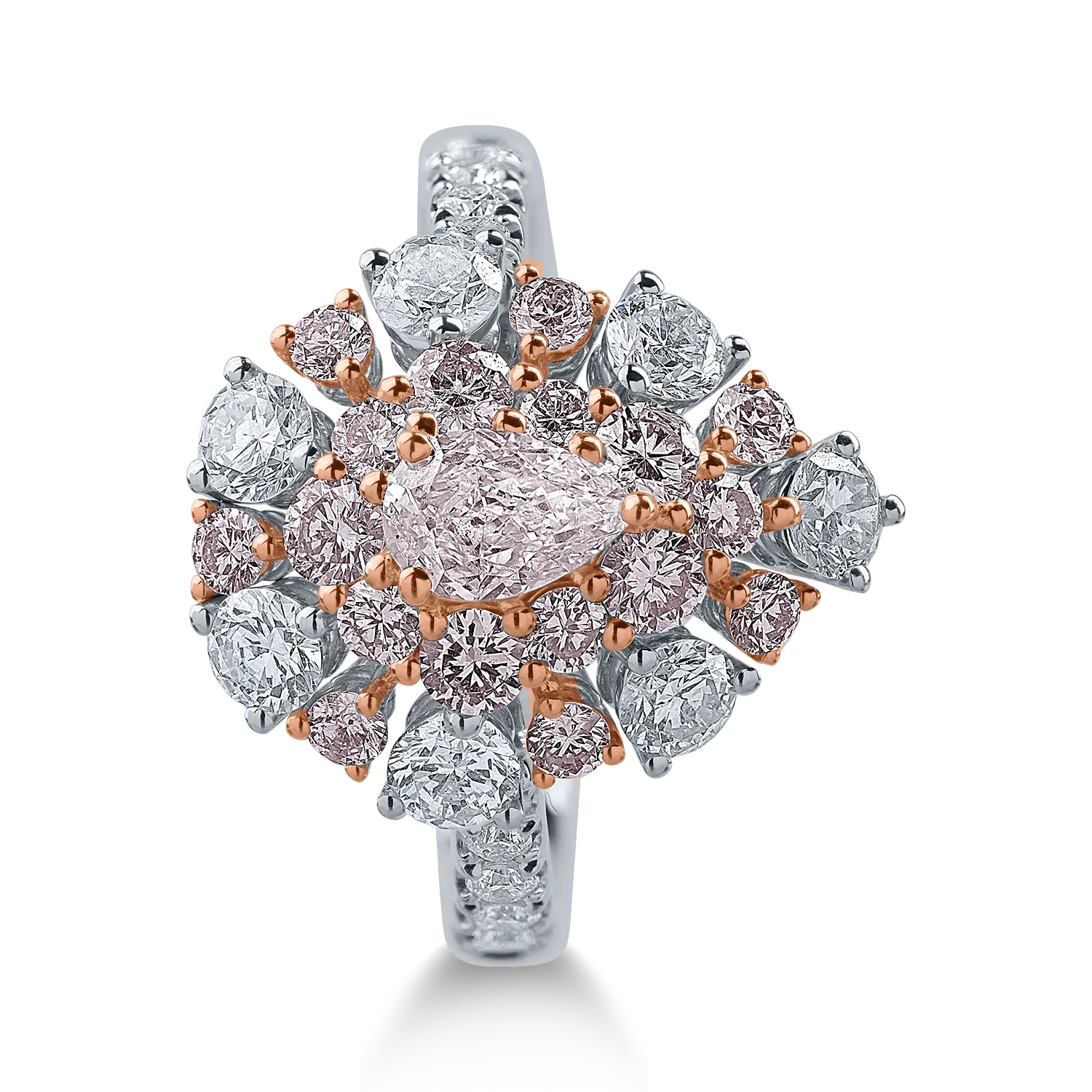 Fehér rózsa arany gyűrű 2.43ct gyémántokkal