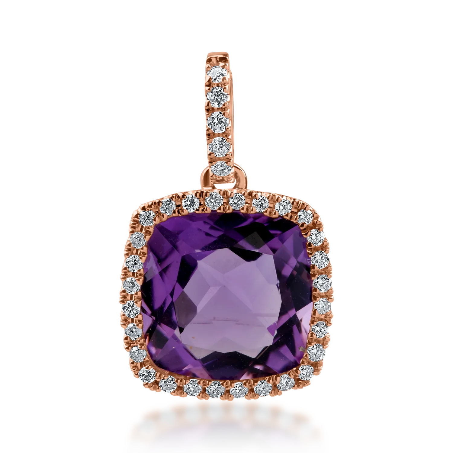 Rose gold pendant with 3.4ct amethyst and 0.16ct diamonds