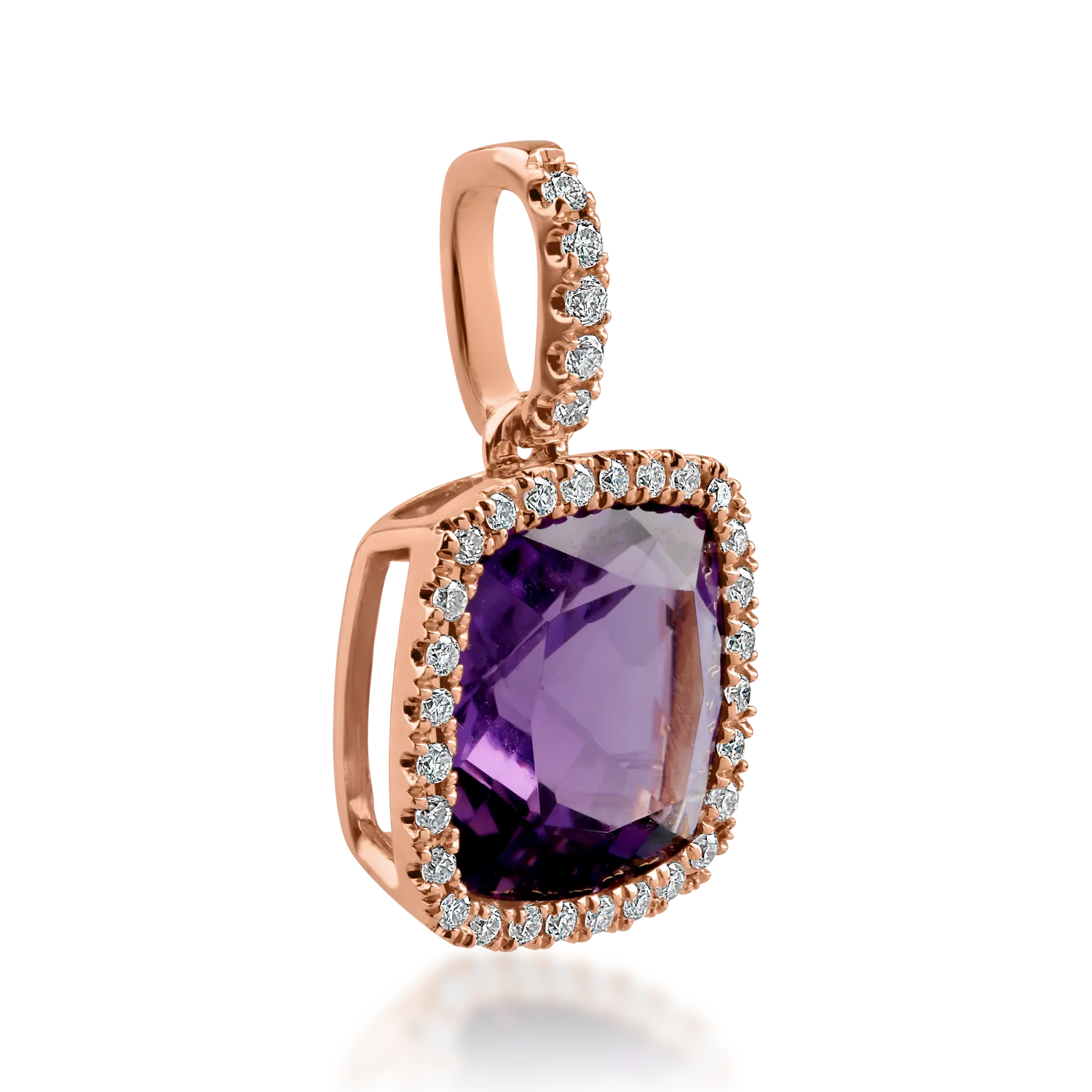 Rose gold pendant with 3.4ct amethyst and 0.16ct diamonds