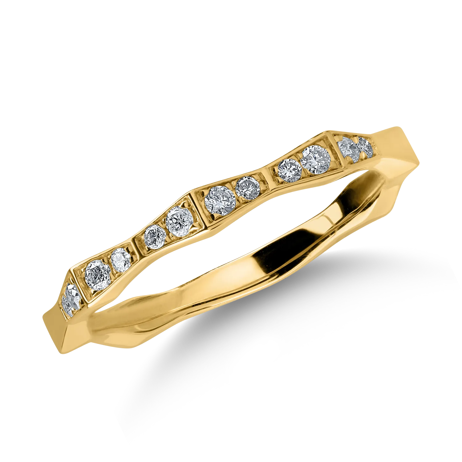 Sárga arany gyűrű 0.14ct gyémántokkal