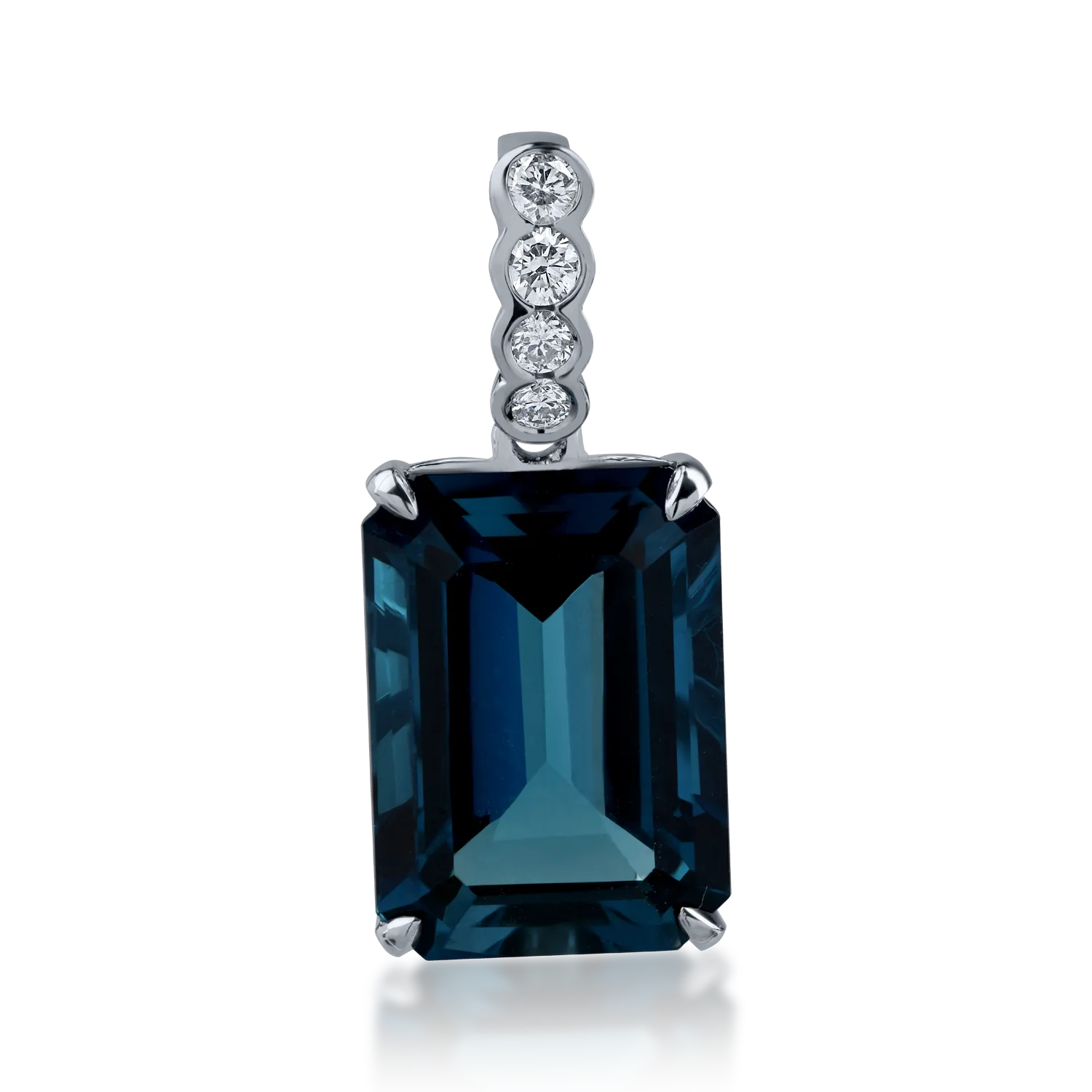 Pandantiv din aur alb cu topaz london blue de 8.7ct si diamante de 0.161ct