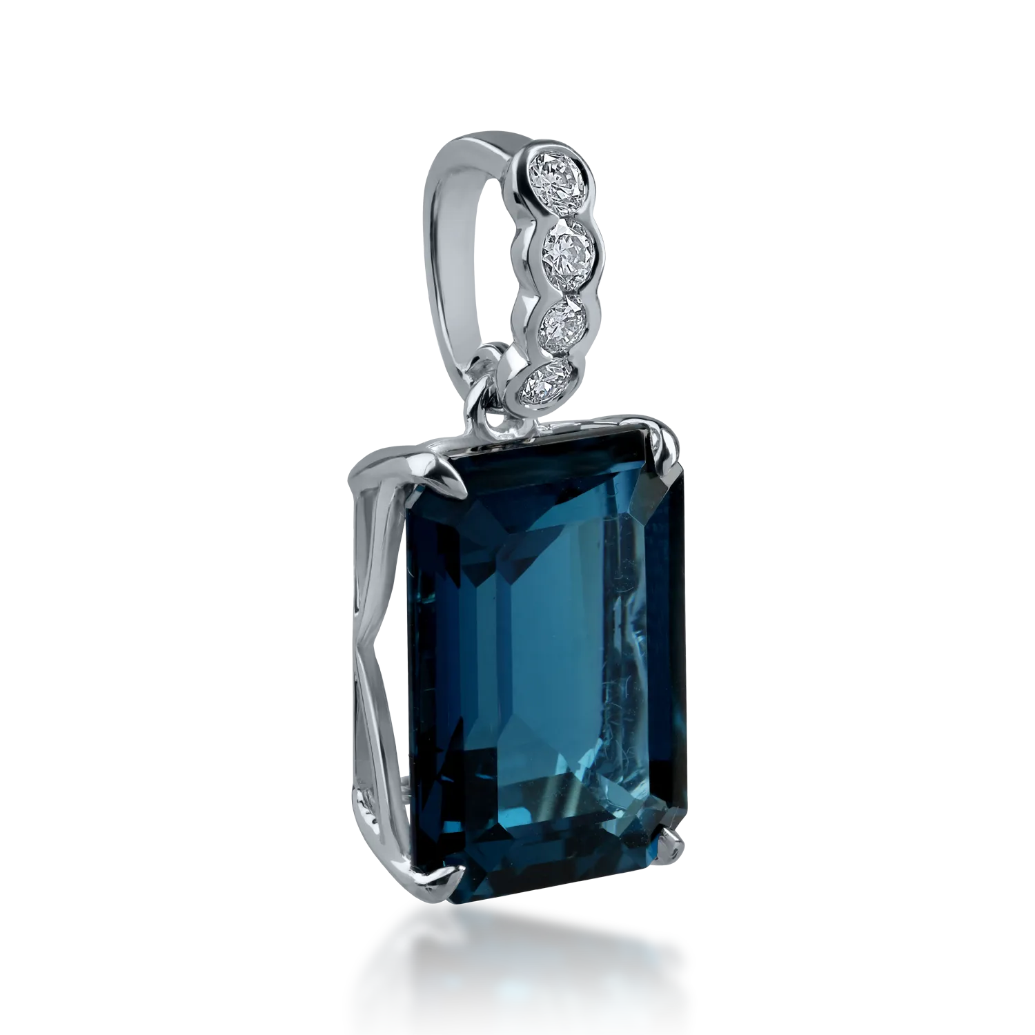 White gold pendant with 8.7ct london blue topaz and 0.161ct diamonds