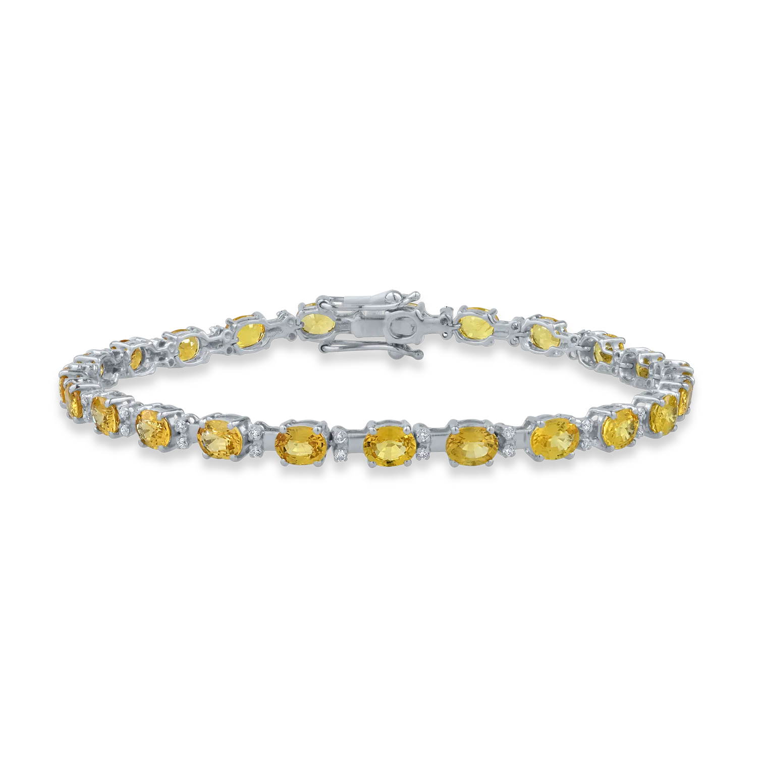 White gold tennis bracelet with 9.58ct yellow sapphires and 0.33ct diamonds