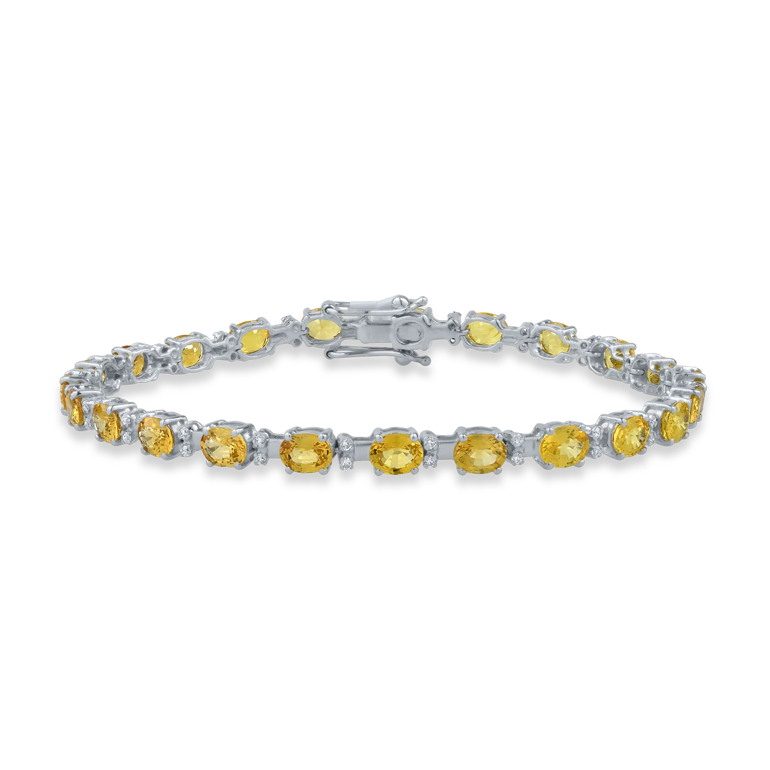 Bratara tennis din aur alb cu safire galbene de 9.58ct si diamante de 0.33ct-165735