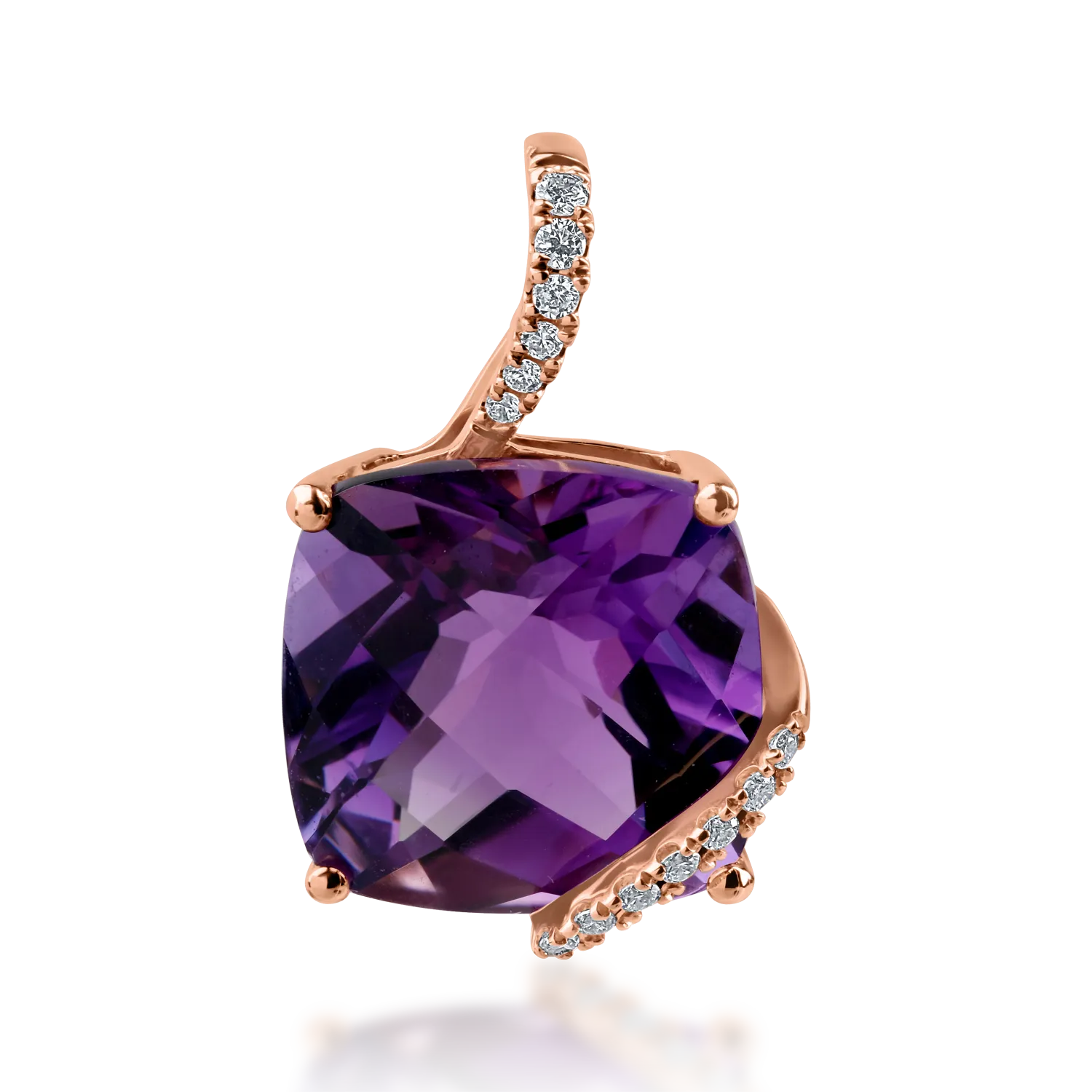 Rose gold pendant with 4.6ct amethyst and 0.06ct diamonds