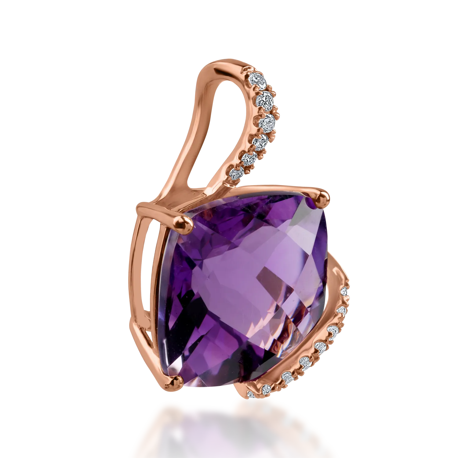 Rose gold pendant with 4.6ct amethyst and 0.06ct diamonds