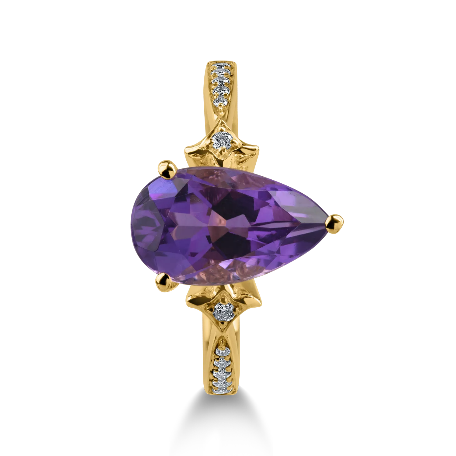 Yellow gold ring with 2.41ct amethyst and 0.08ct diamonds