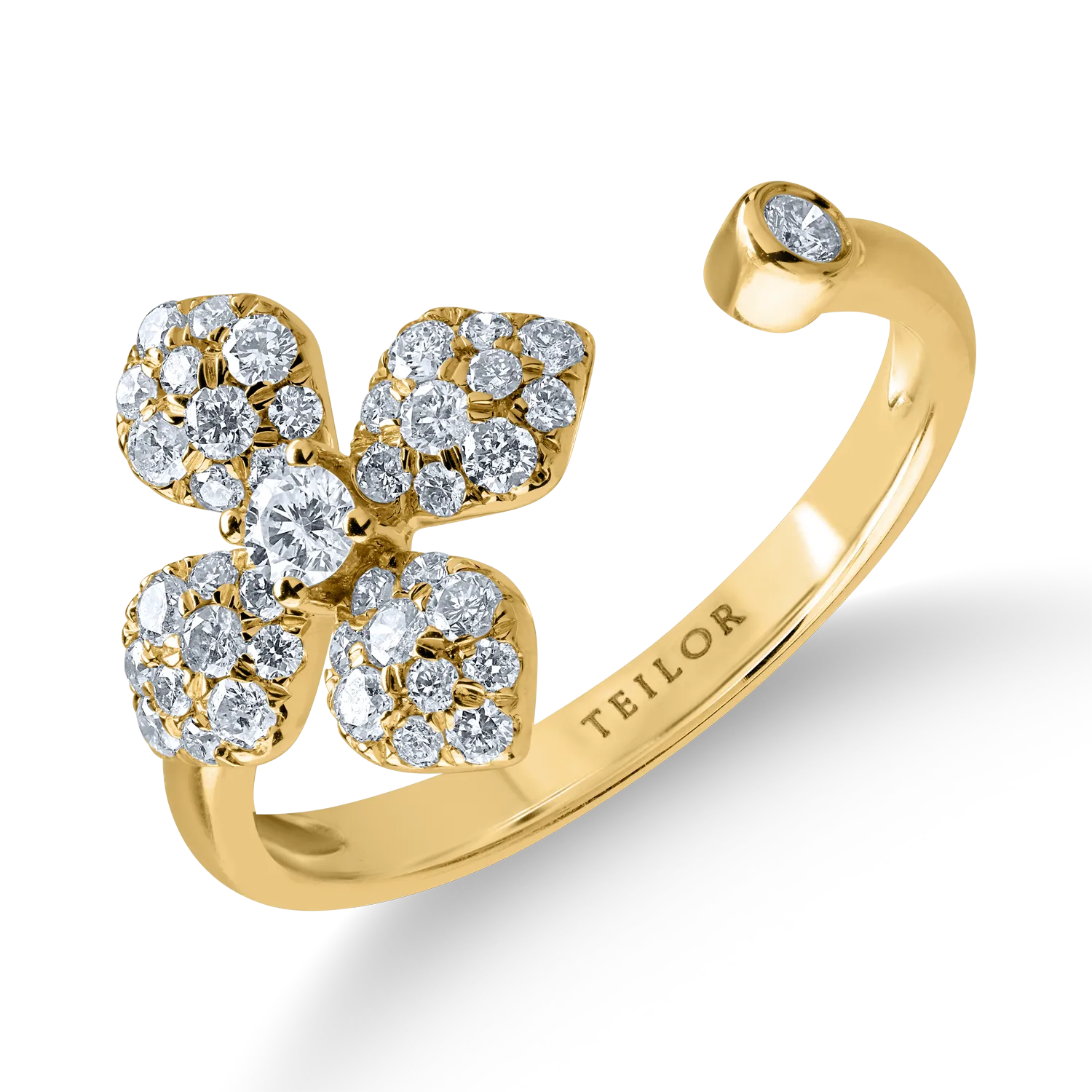 Yellow gold flower ring with 0.51ct diamonds