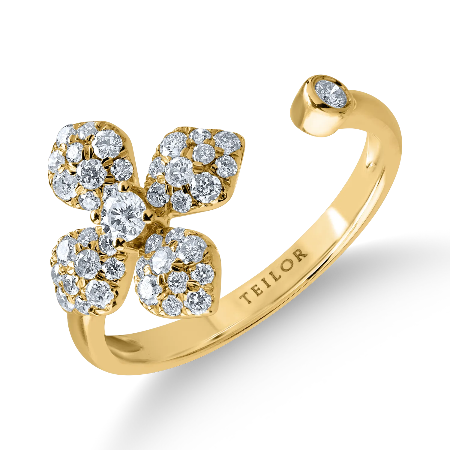 Inel cu floare din aur galben cu diamante de 0.51ct-165762