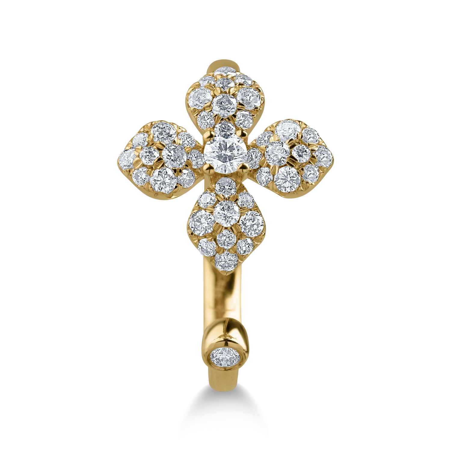 Inel cu floare din aur galben cu diamante de 0.51ct