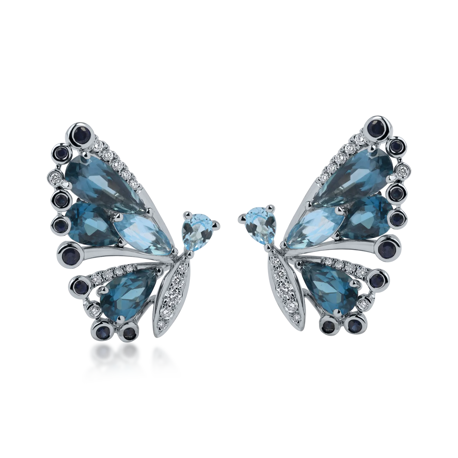 Cercei fluture din aur alb cu pietre pretioase si semipretioase de 5.11ct-165771
