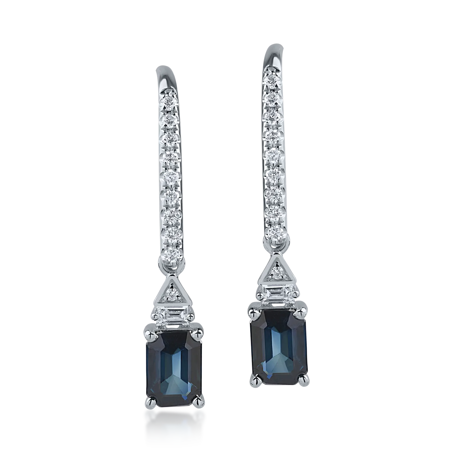 White gold earrings with 1.42ct sapphires and 0.17ct diamonds