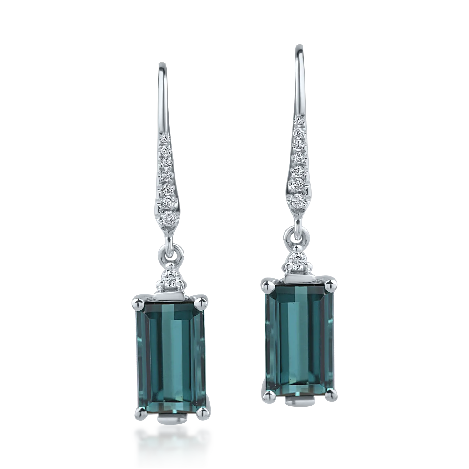White gold earrings with 3.01ct tourmalines and 0.08ct diamonds