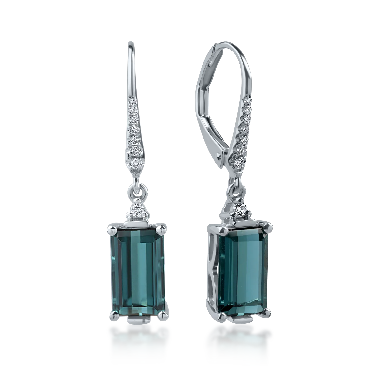 White gold earrings with 3.01ct tourmalines and 0.08ct diamonds