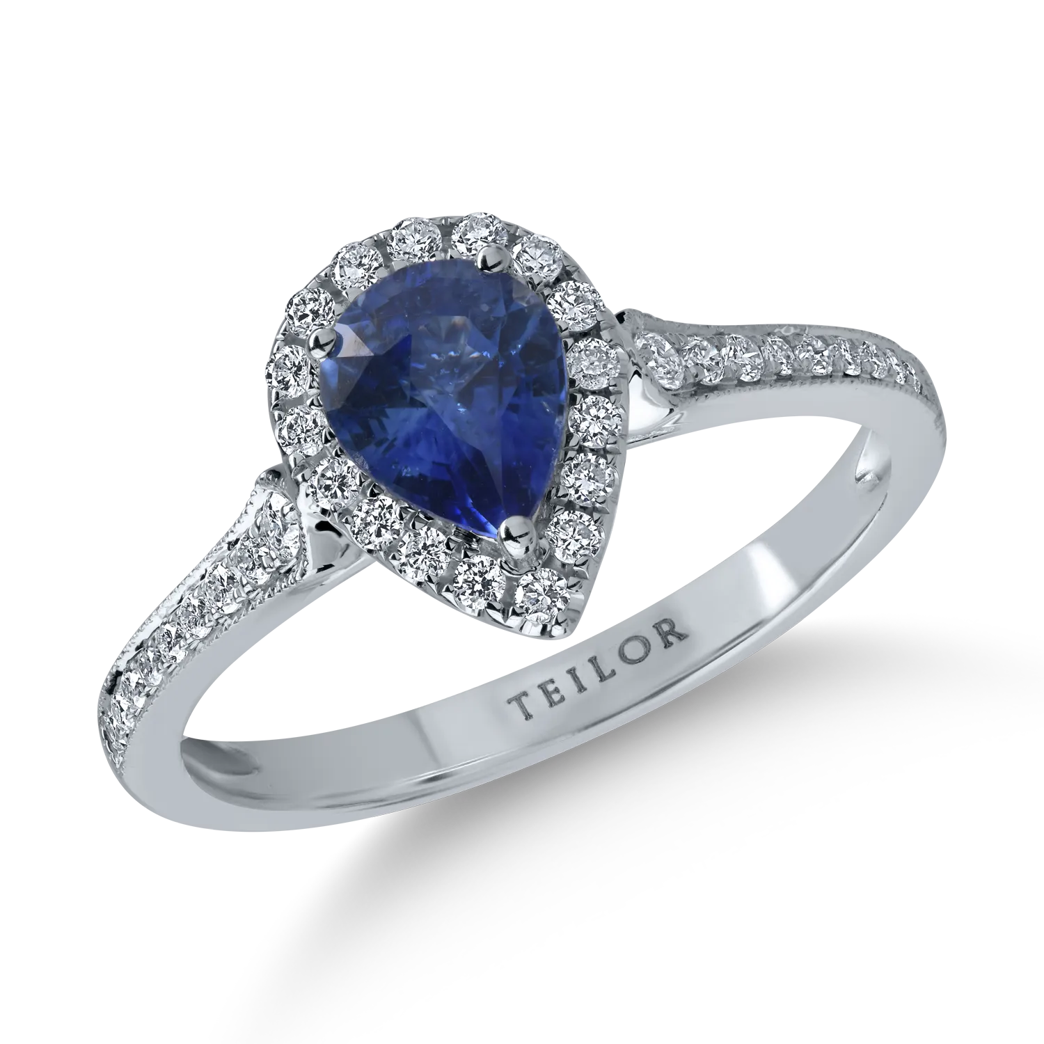 White gold ring with 0.86ct sapphire and 0.25ct diamonds