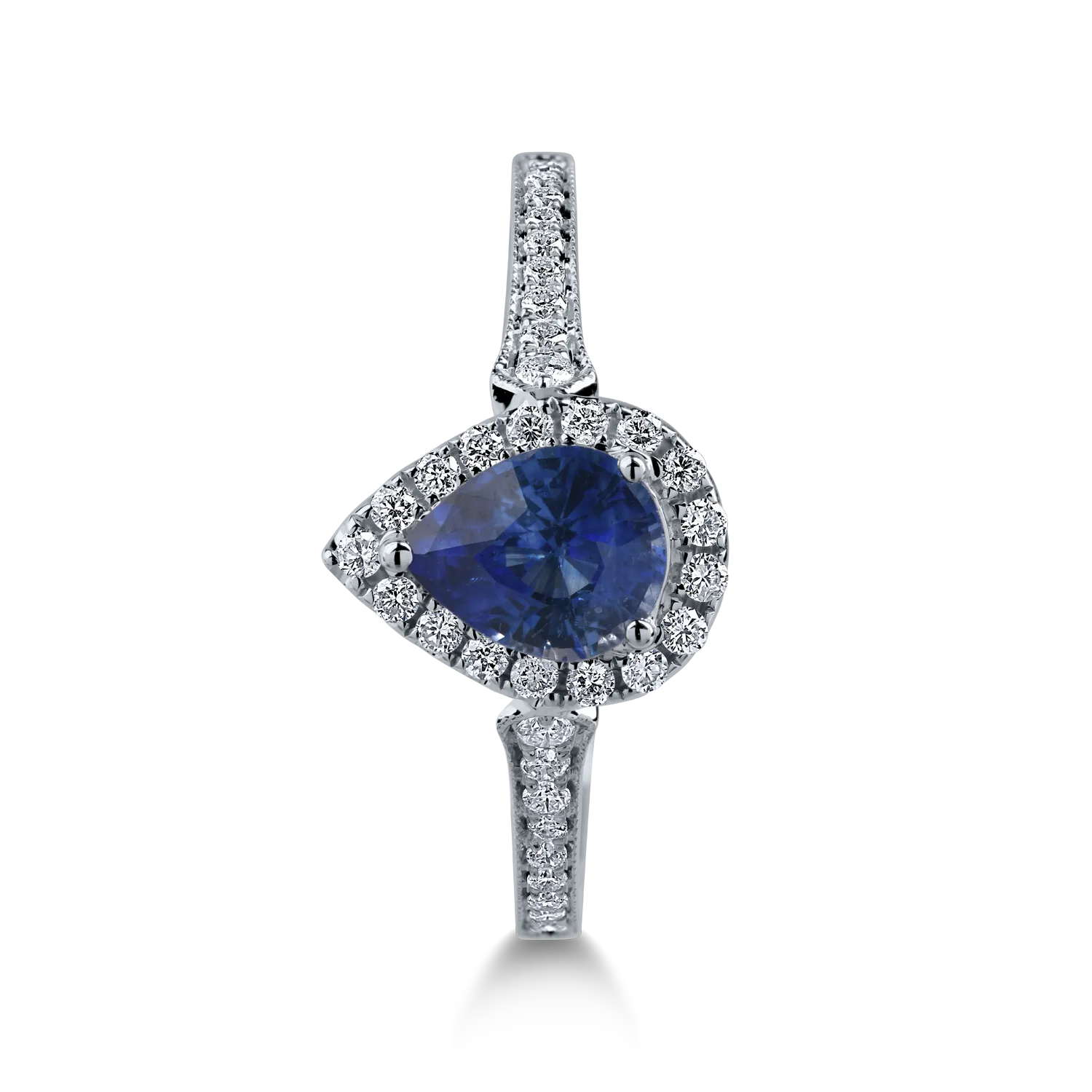 White gold ring with 0.86ct sapphire and 0.25ct diamonds