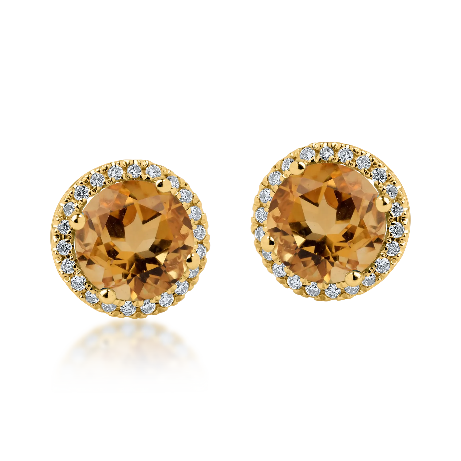Yellow gold earrings with 2.7ct citrines and 0.2ct diamonds