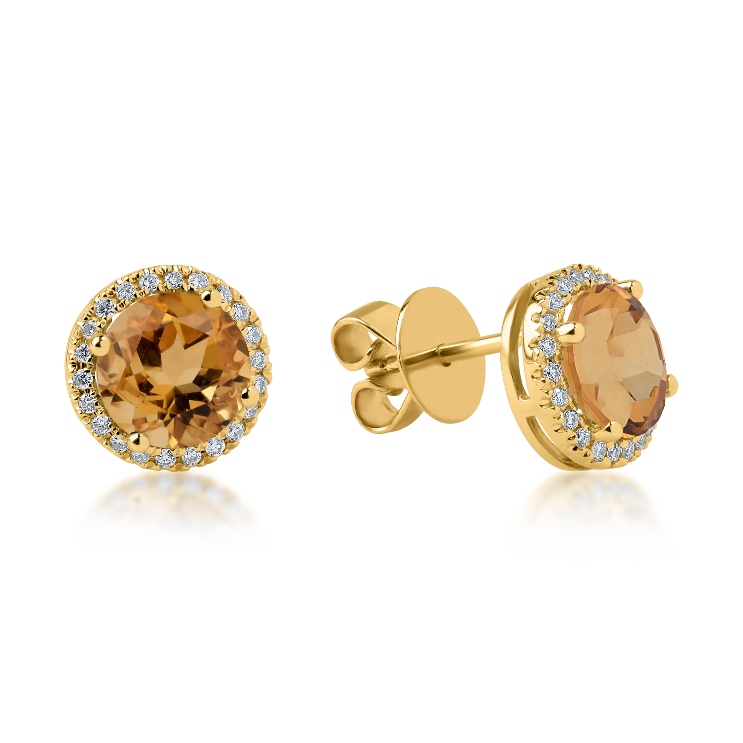 Yellow gold earrings with 2.7ct citrines and 0.2ct diamonds