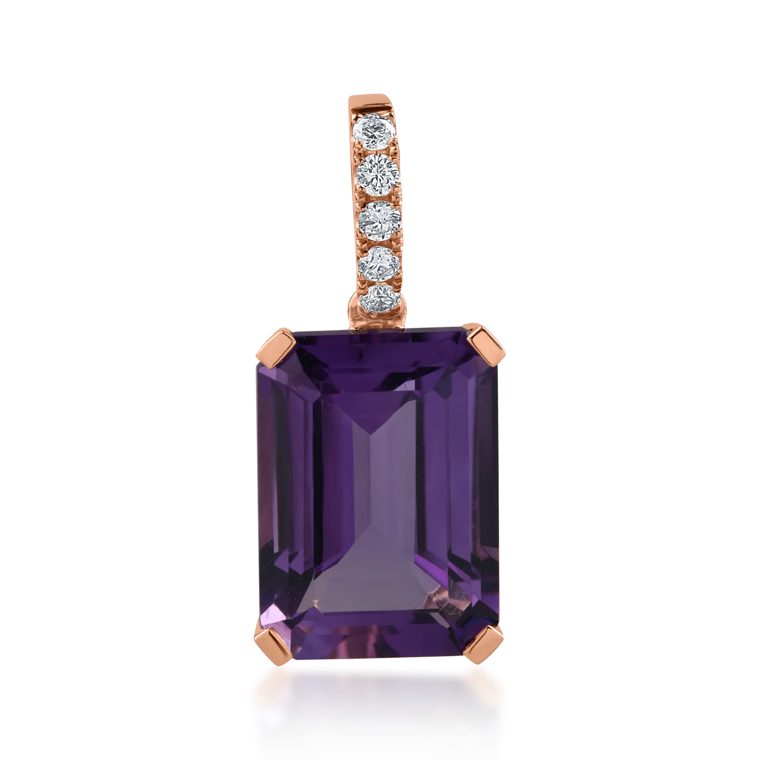 Rose gold pendant with 7.2ct amethyst and 0.11ct diamonds