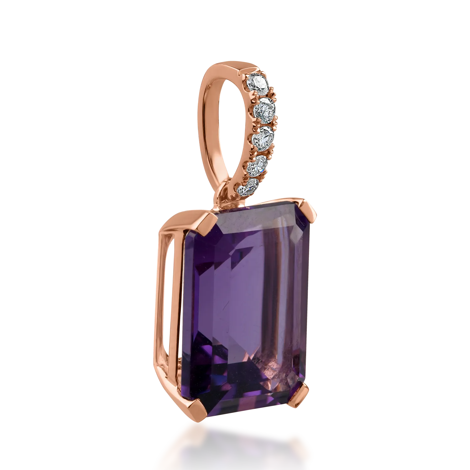 Rose gold pendant with 7.2ct amethyst and 0.11ct diamonds