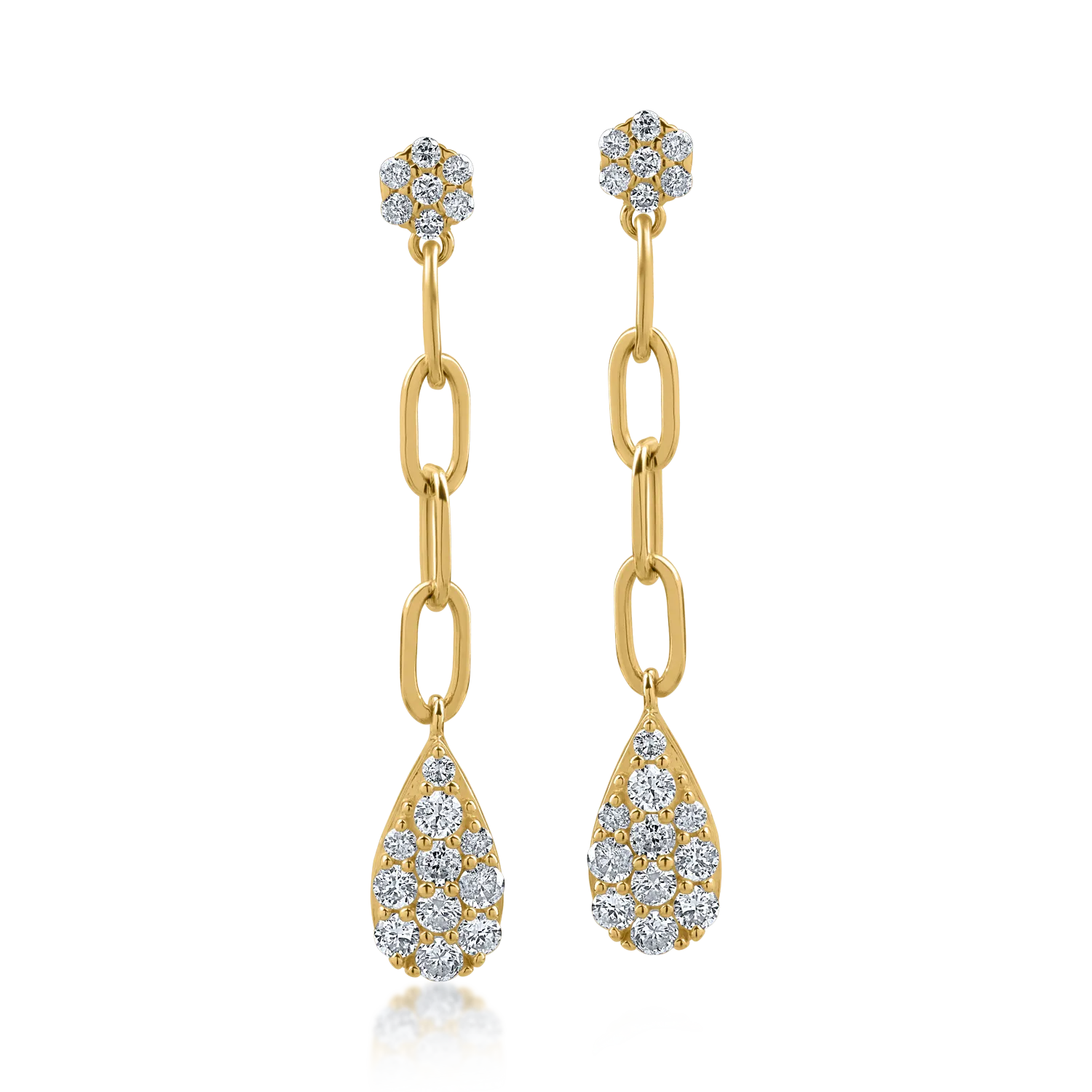 Sárga arany fülbevaló 0.52ct gyémántokkal