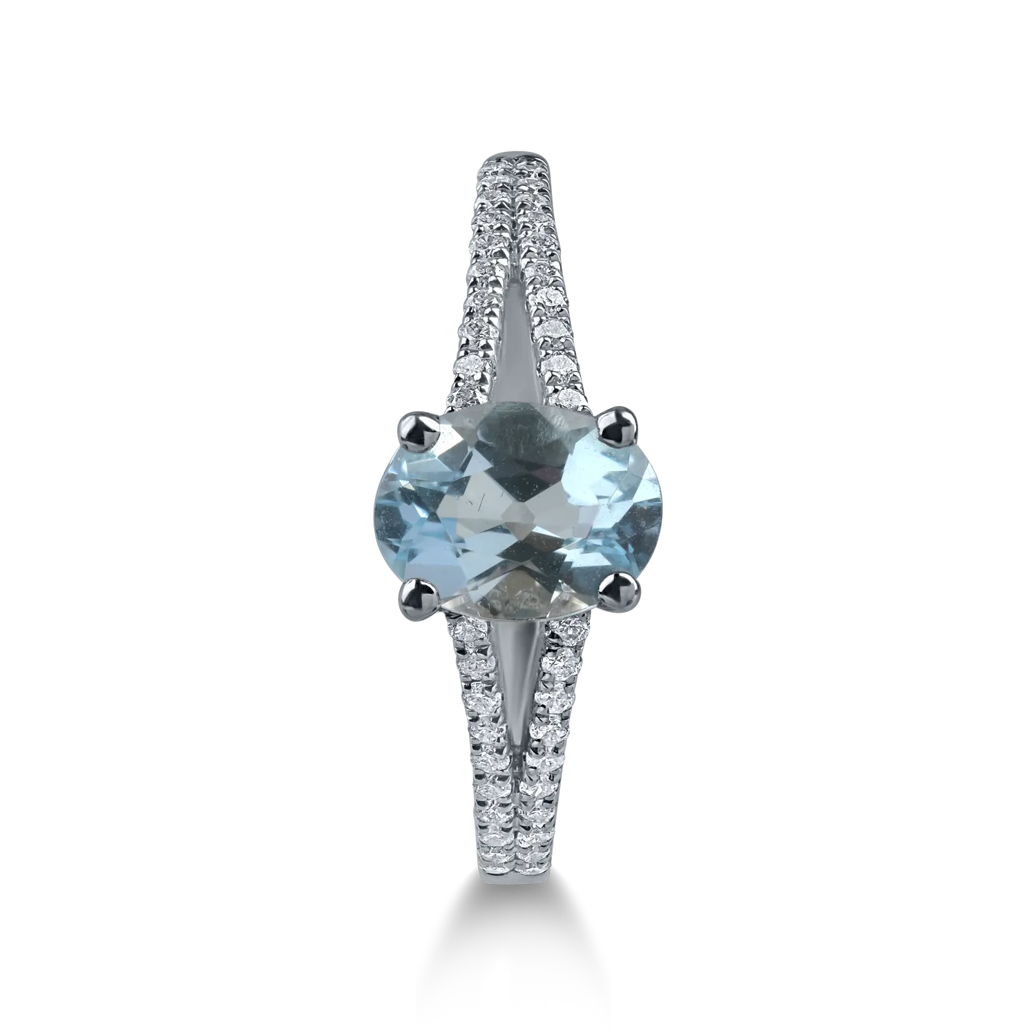 Fehérarany gyűrű 1.01ct akvamarinnal és 0.2ct gyémántokkal