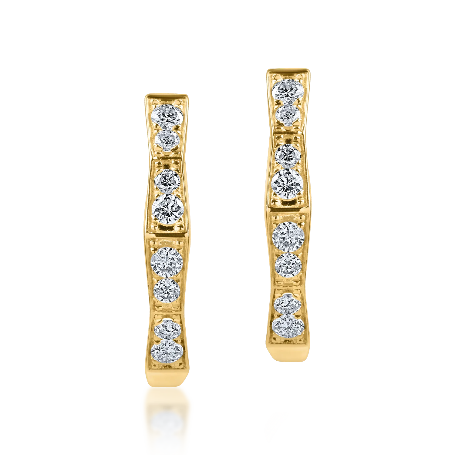 Kolczyki z żółtego złota z diamentami o masie 0.34ct