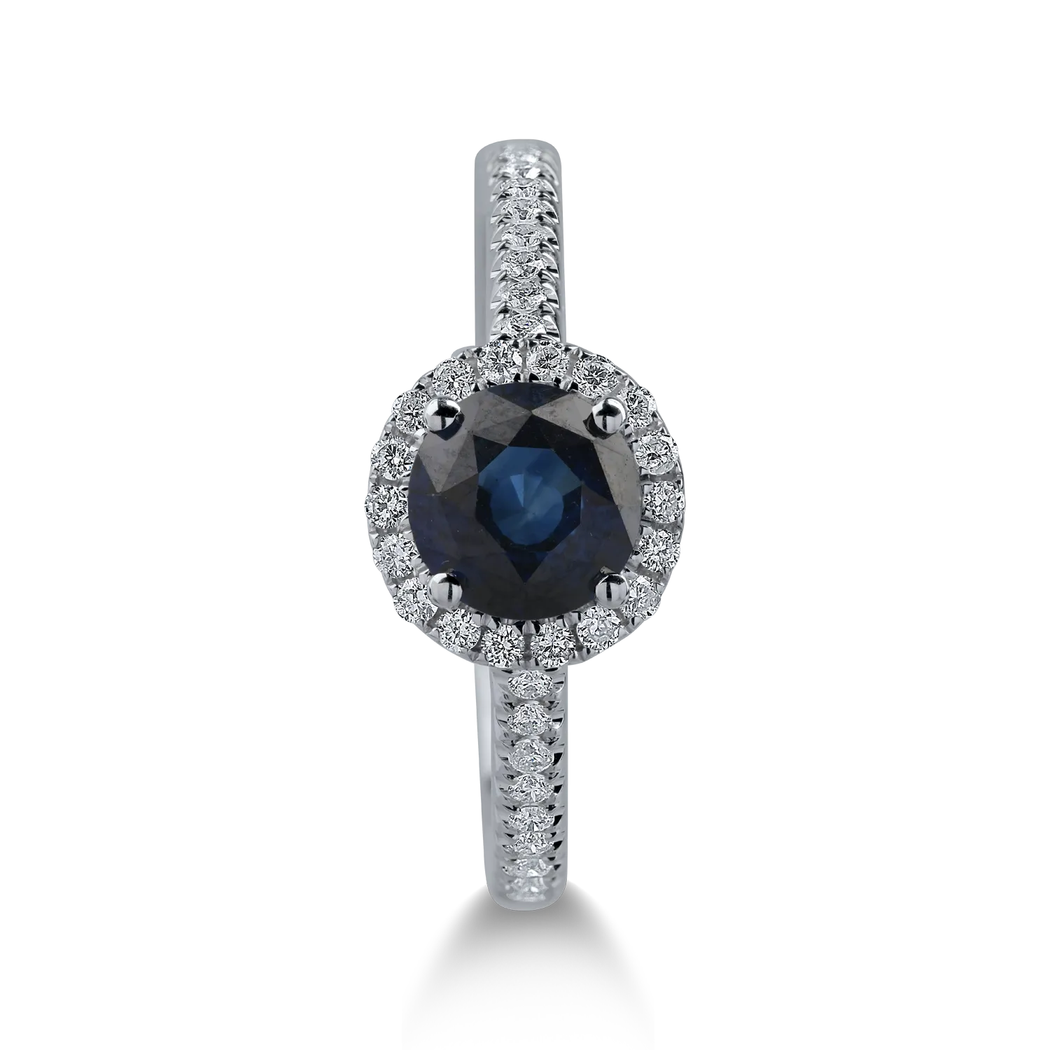 Inel din aur alb cu safir de 1.2ct si diamante de 0.28ct