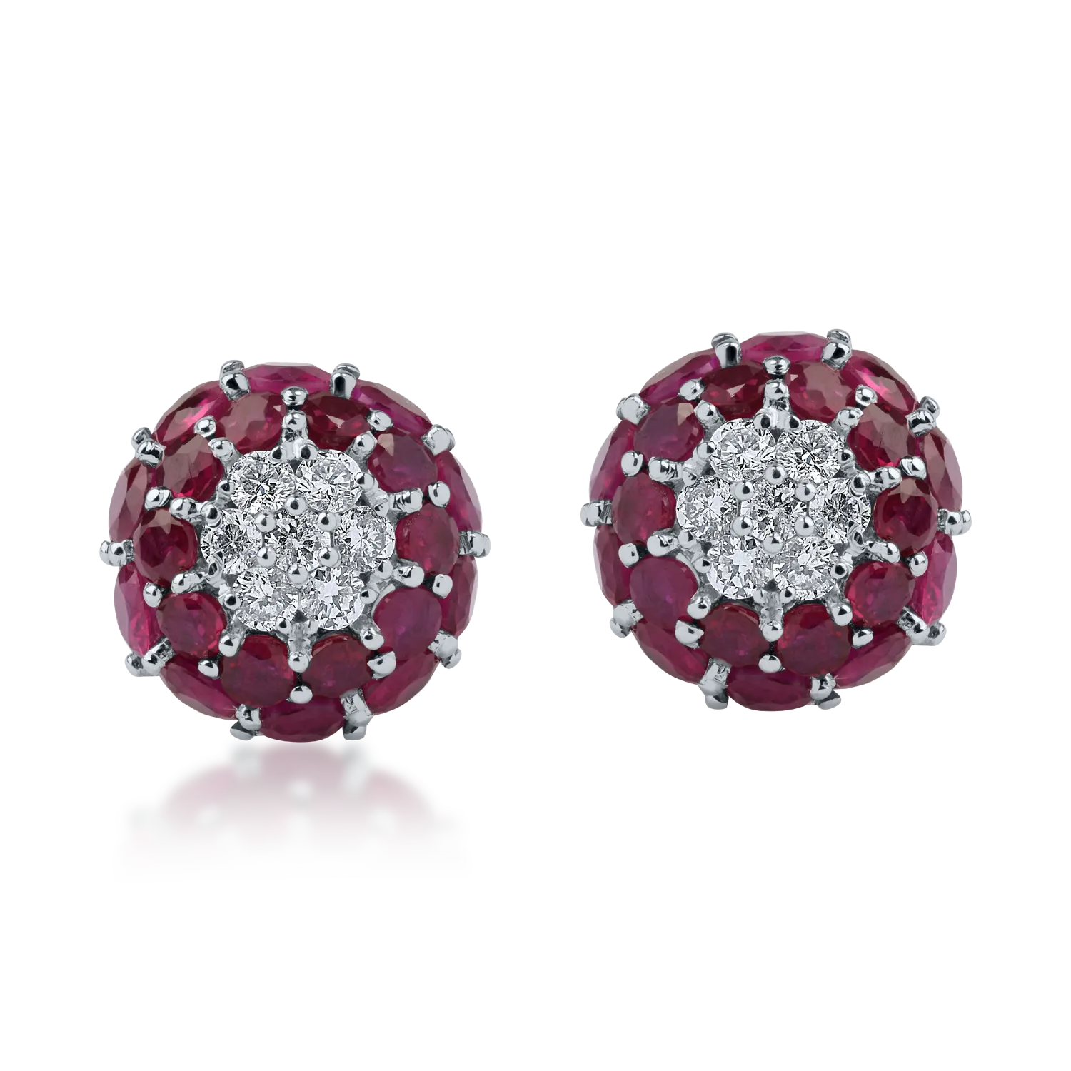 White gold earrings with 3.43ct rubies and 0.31ct diamonds