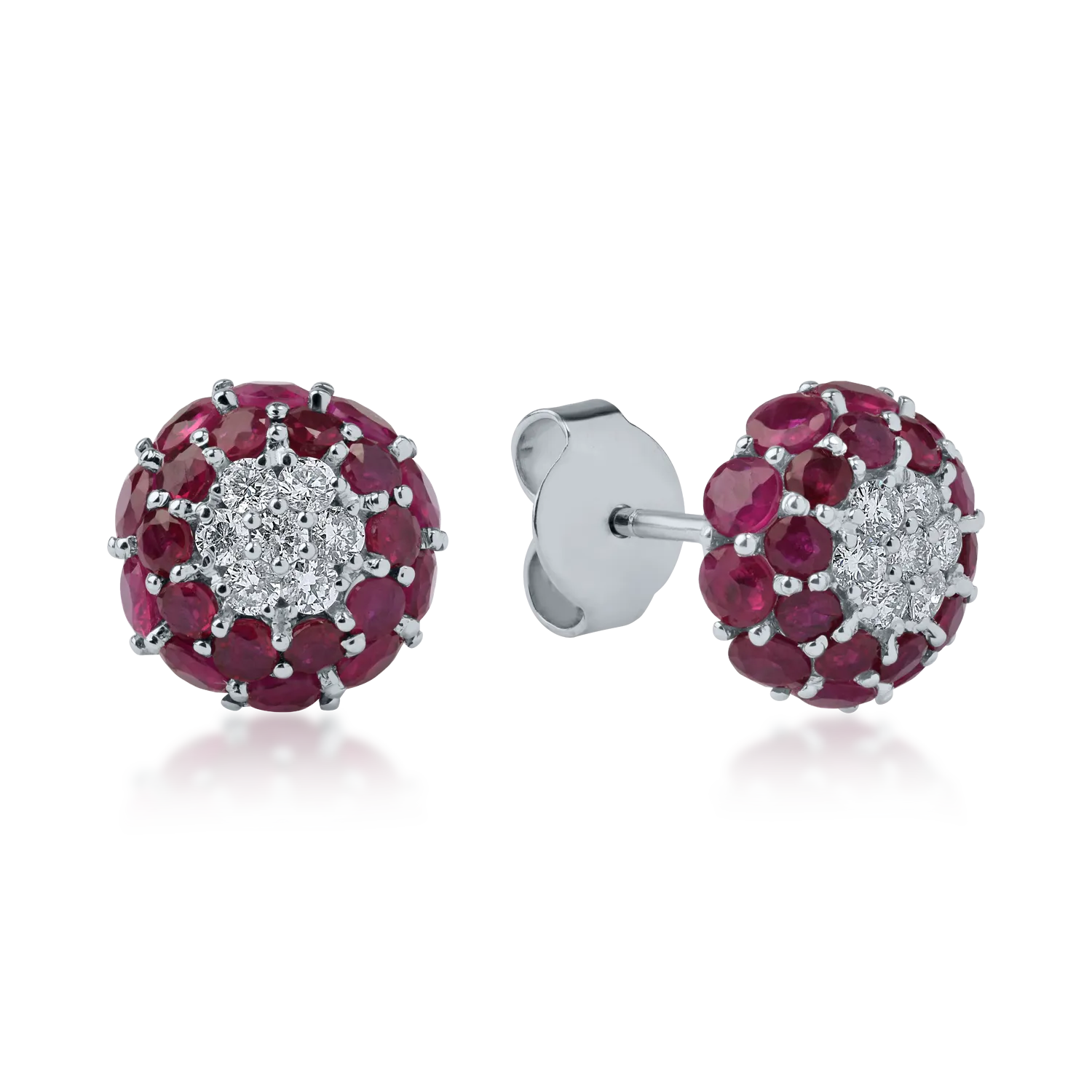 White gold earrings with 3.43ct rubies and 0.31ct diamonds
