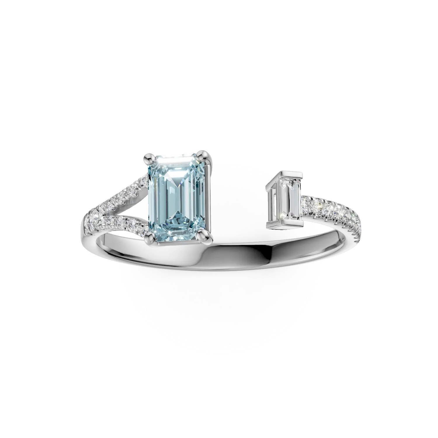 Pierścionek z białego złota z 0.56ct akwamarynem i 0.15ct diamentami