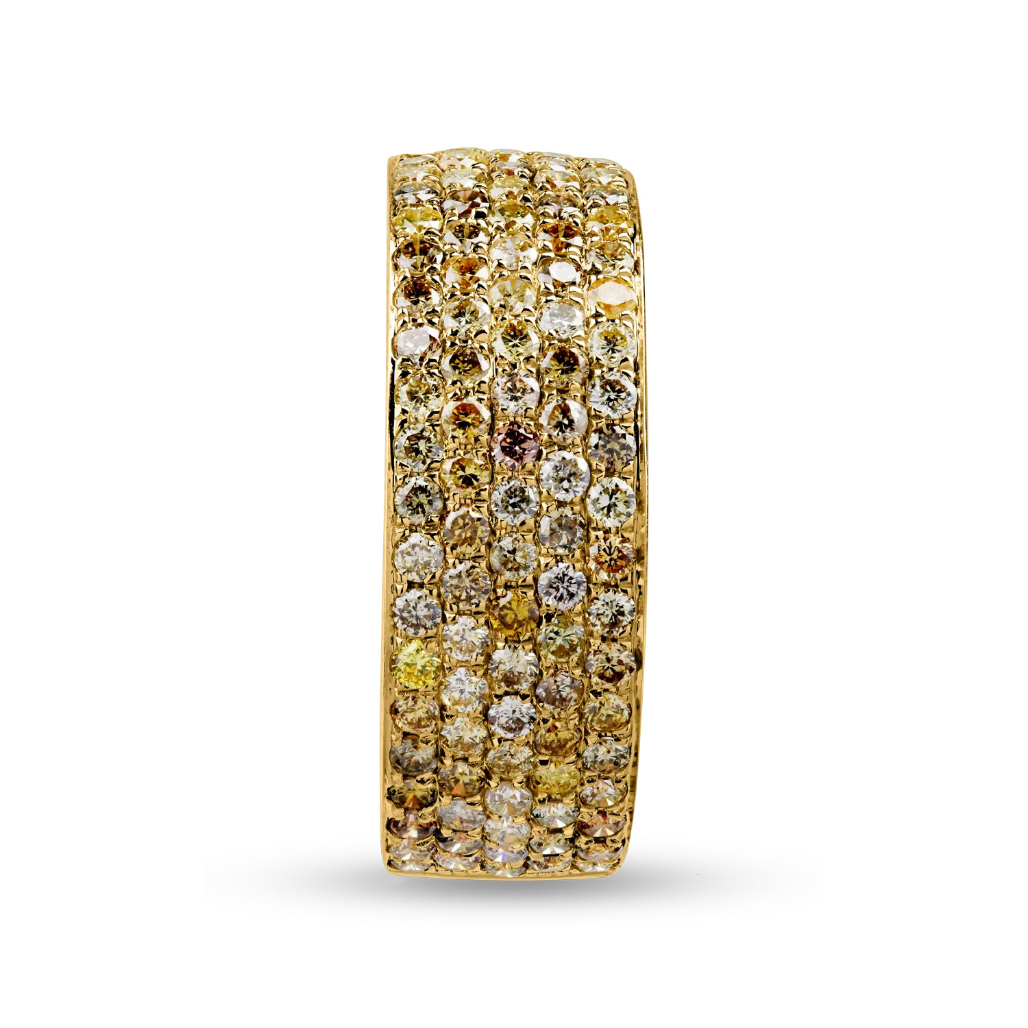Pierścionek z żółtego złota z wielobarwnymi diamentami o masie 1.08ct