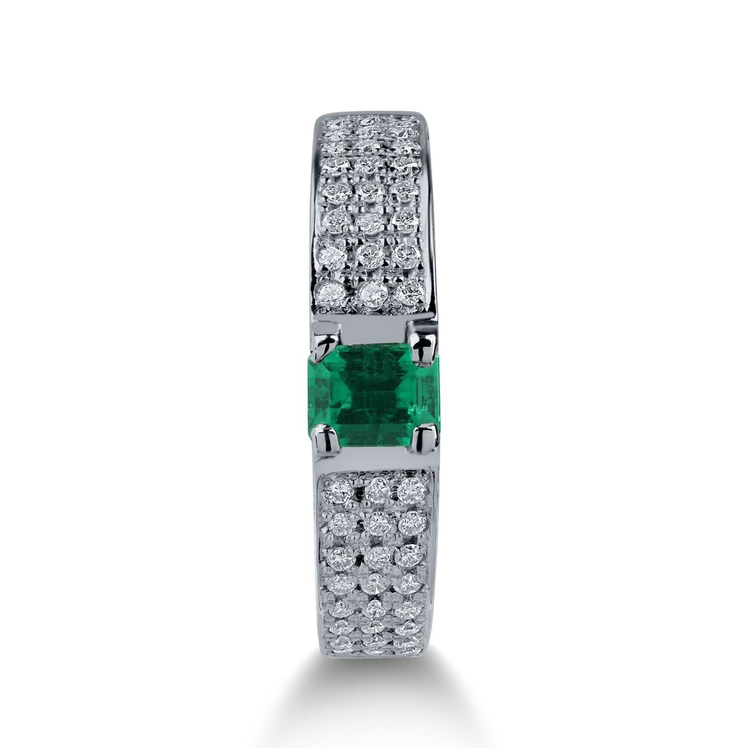 White gold ring with 0.415ct emerald and 0.51ct diamonds