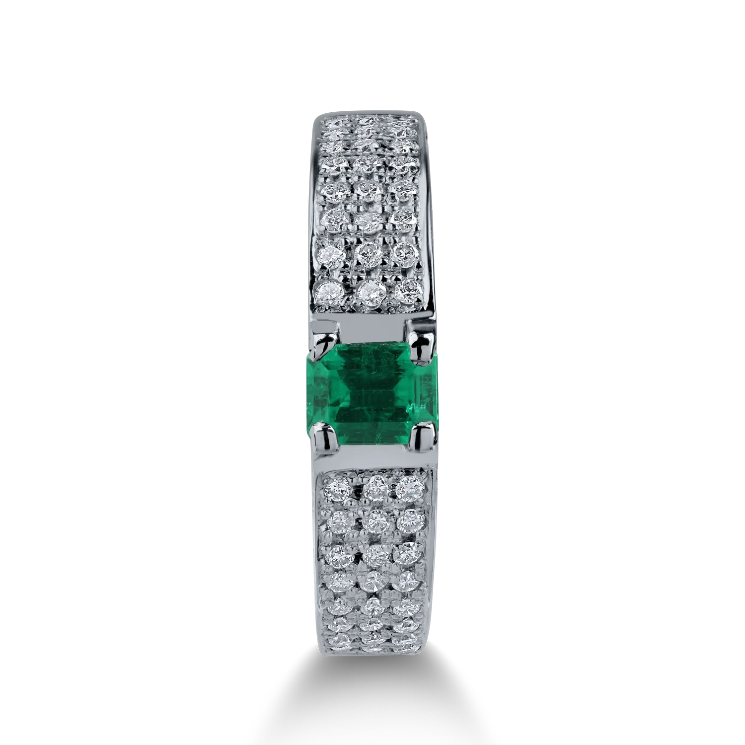 Platinum ring with 0.415ct emerald and 0.51ct diamonds