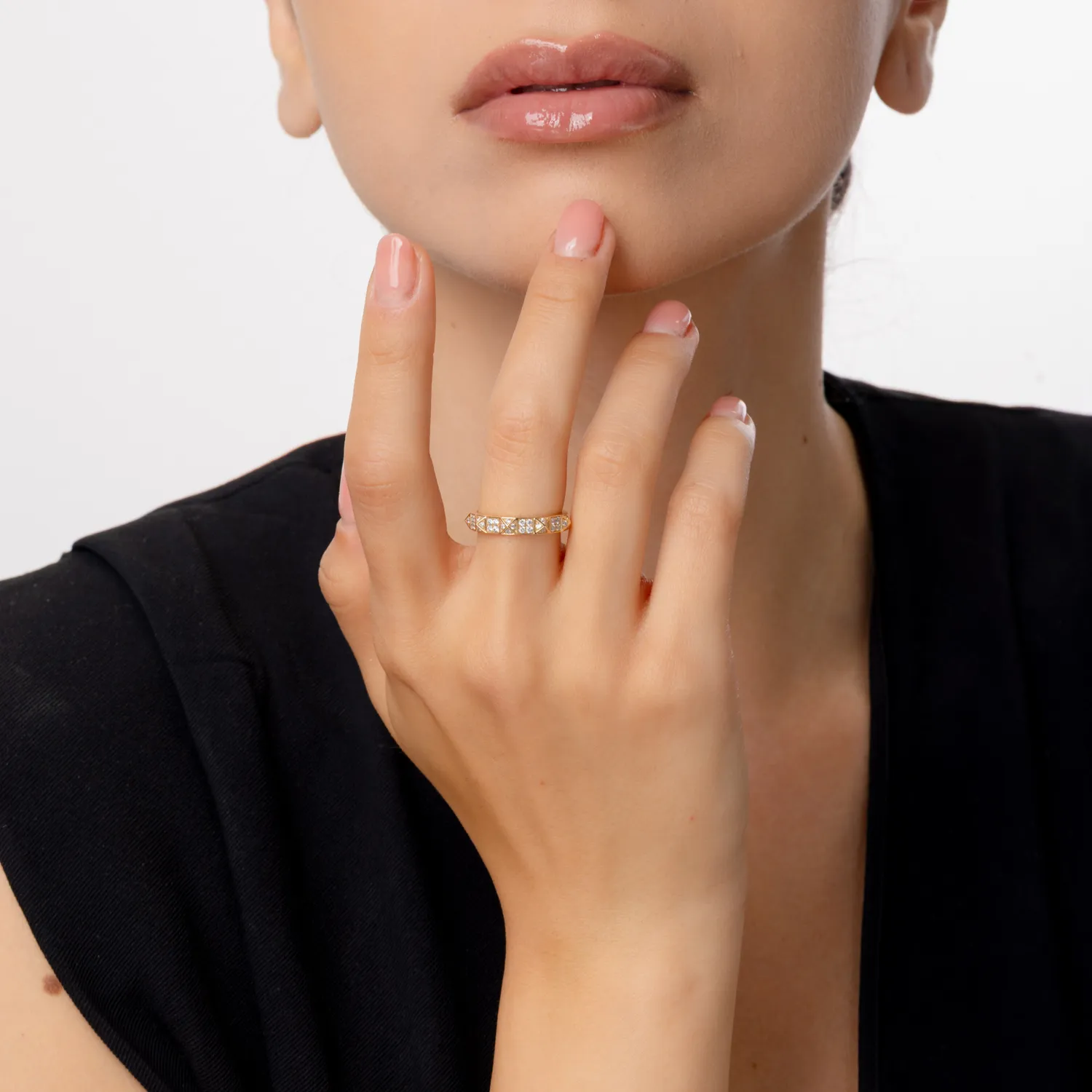 Pierścionek z żółtego złota z 0.33ct diamentami